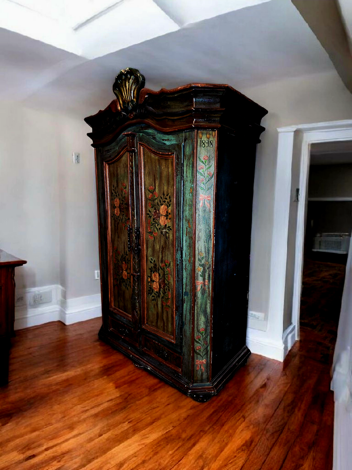 🌸 Polychrome Two-Door Wardrobe – Circa 1898, 127 Years of History 🎨