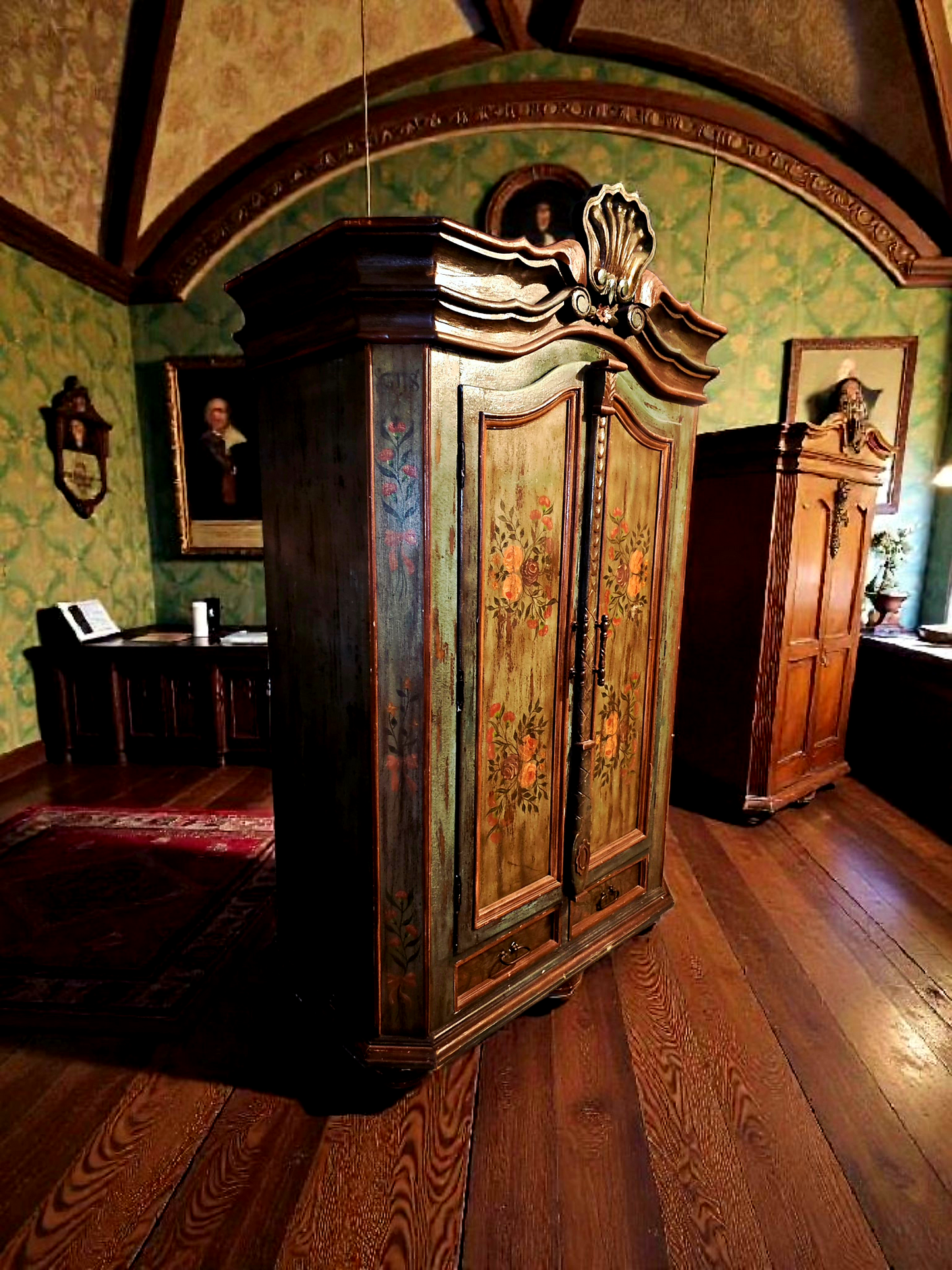 🌸 Polychrome Two-Door Wardrobe – Circa 1898, 127 Years of History 🎨