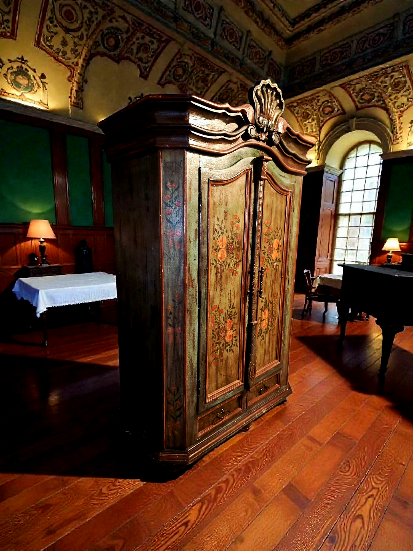 🌸 Polychrome Two-Door Wardrobe – Circa 1898, 127 Years of History 🎨