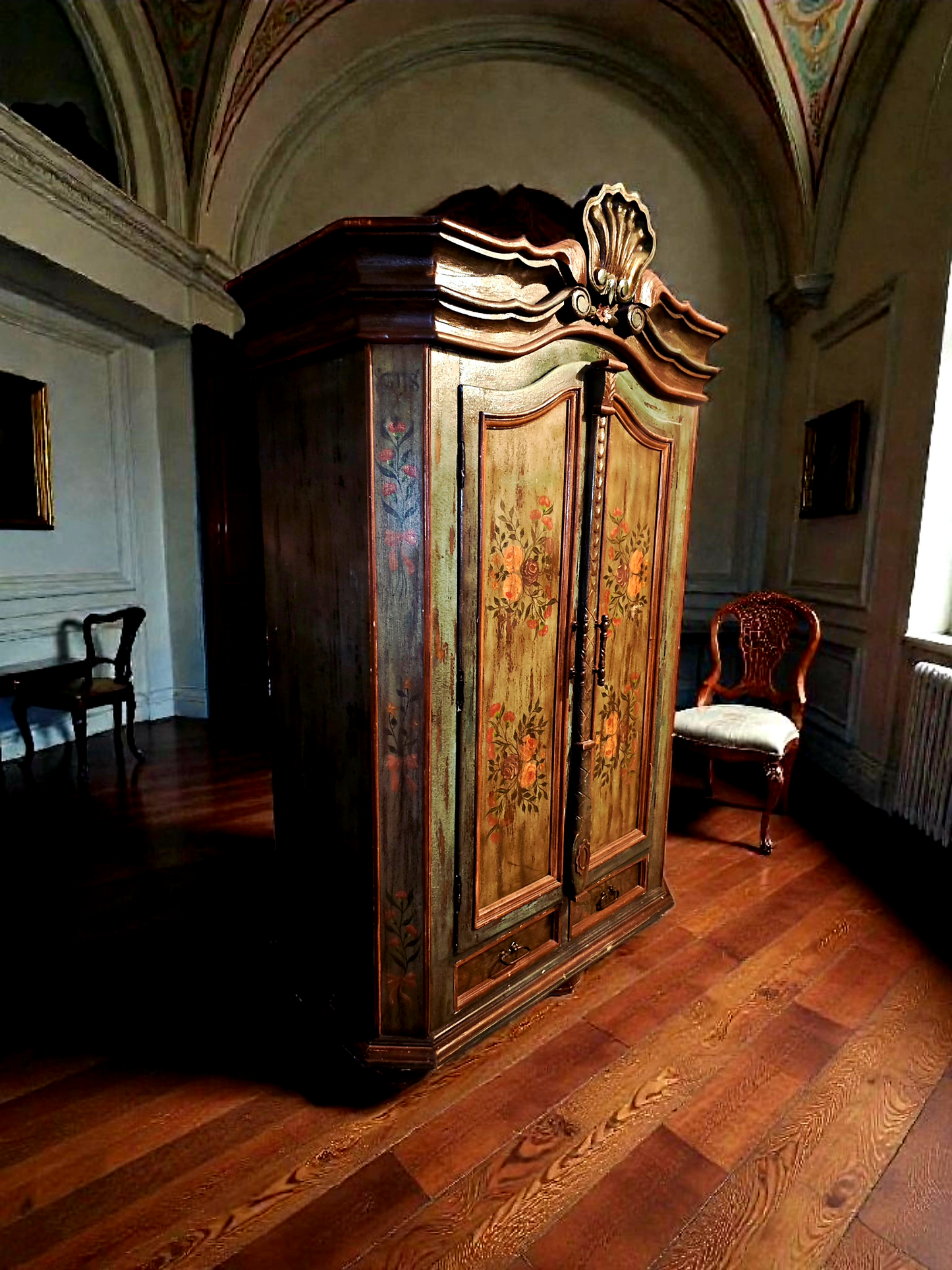 🌸 Polychrome Two-Door Wardrobe – Circa 1898, 127 Years of History 🎨