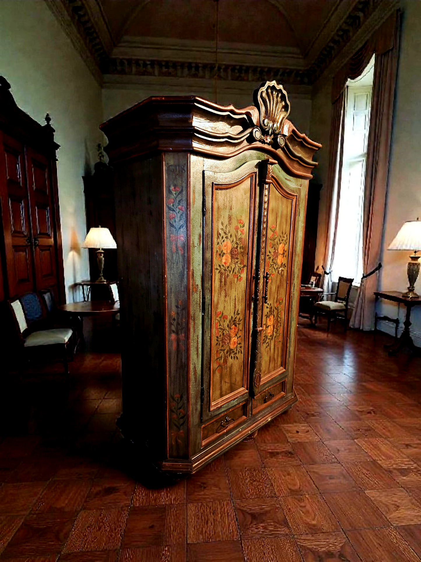 🌸 Polychrome Two-Door Wardrobe – Circa 1898, 127 Years of History 🎨