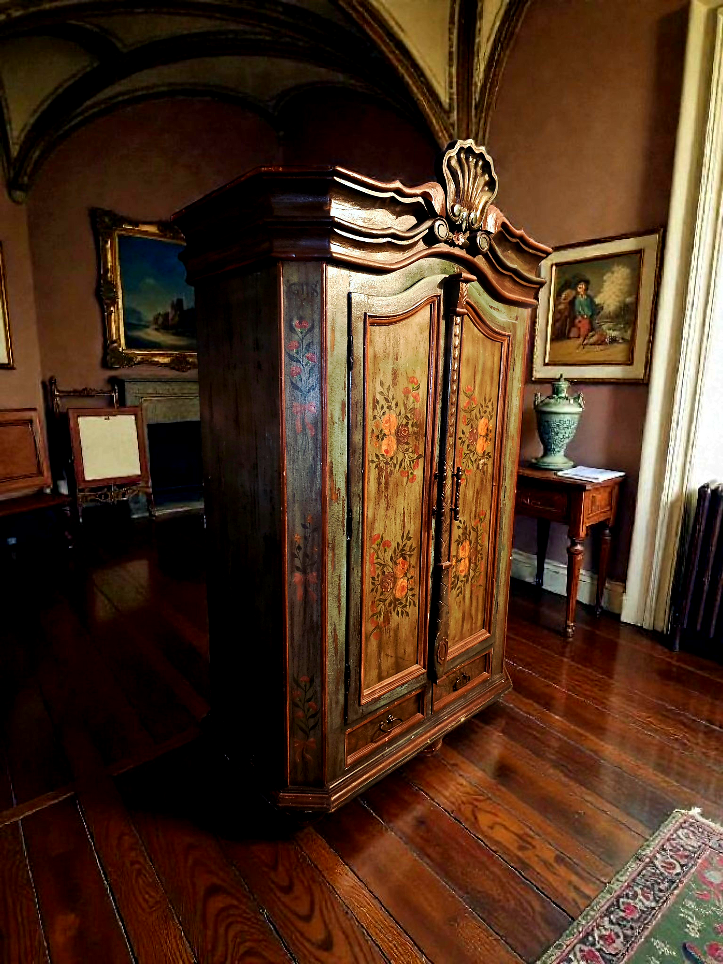 🌸 Polychrome Two-Door Wardrobe – Circa 1898, 127 Years of History 🎨