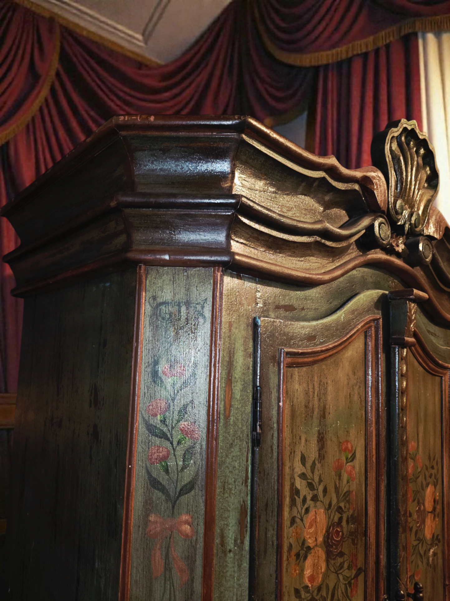 🌸 Polychrome Two-Door Wardrobe – Circa 1898, 127 Years of History 🎨