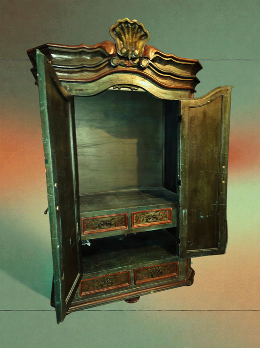 🌸 Polychrome Two-Door Wardrobe – Circa 1898, 127 Years of History 🎨