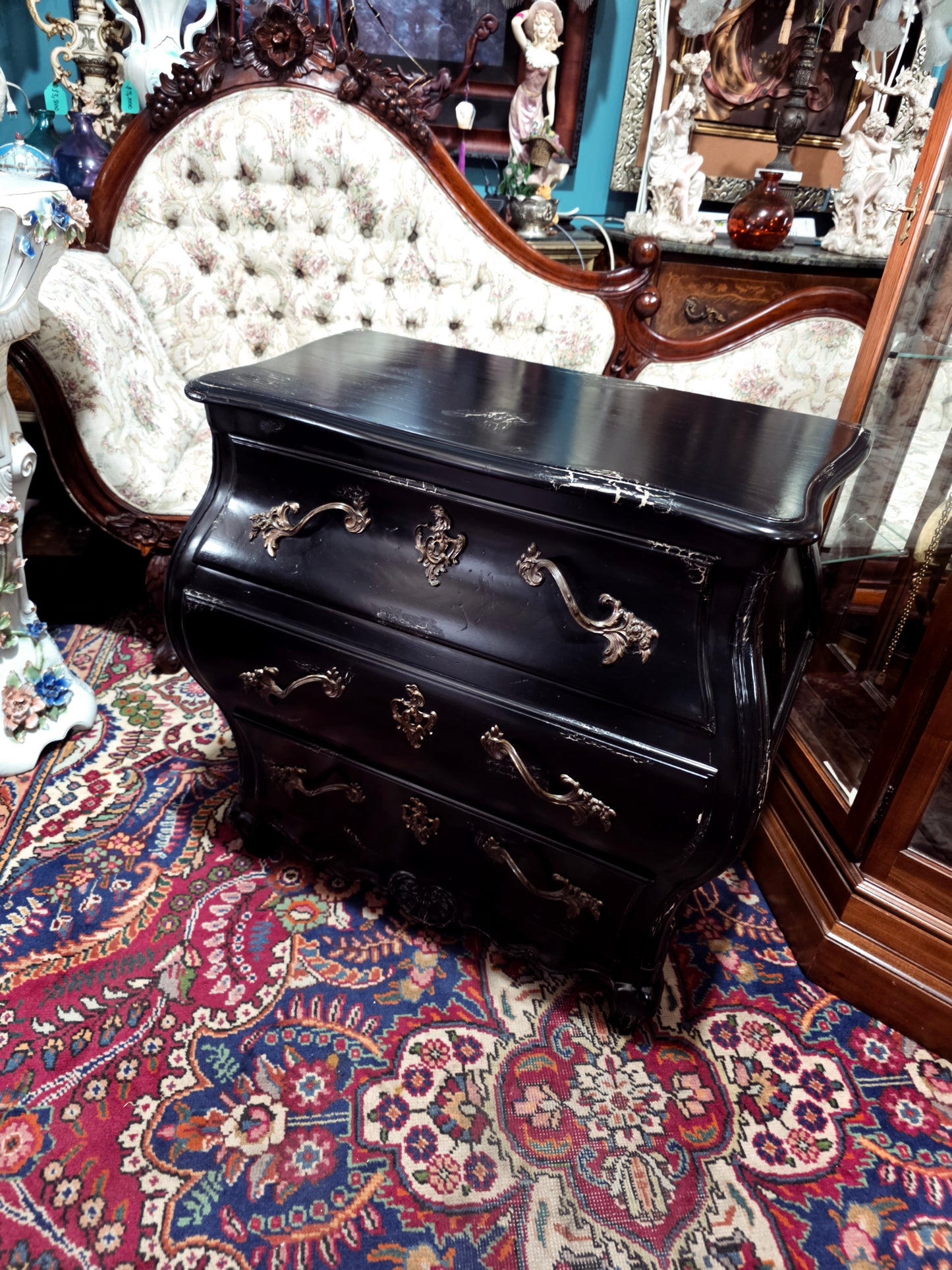 🌿Pair of Louis XV style Bombay chairs by Baker Furniture 🇫🇷🖤🌿