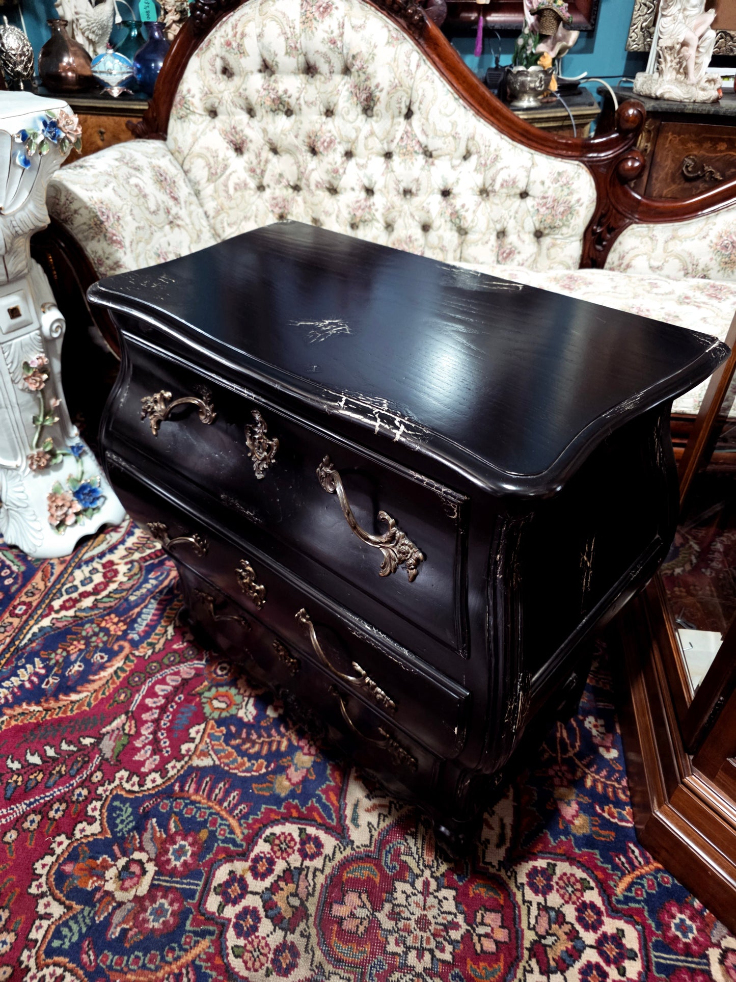 🌿Pair of Louis XV style Bombay chairs by Baker Furniture 🇫🇷🖤🌿