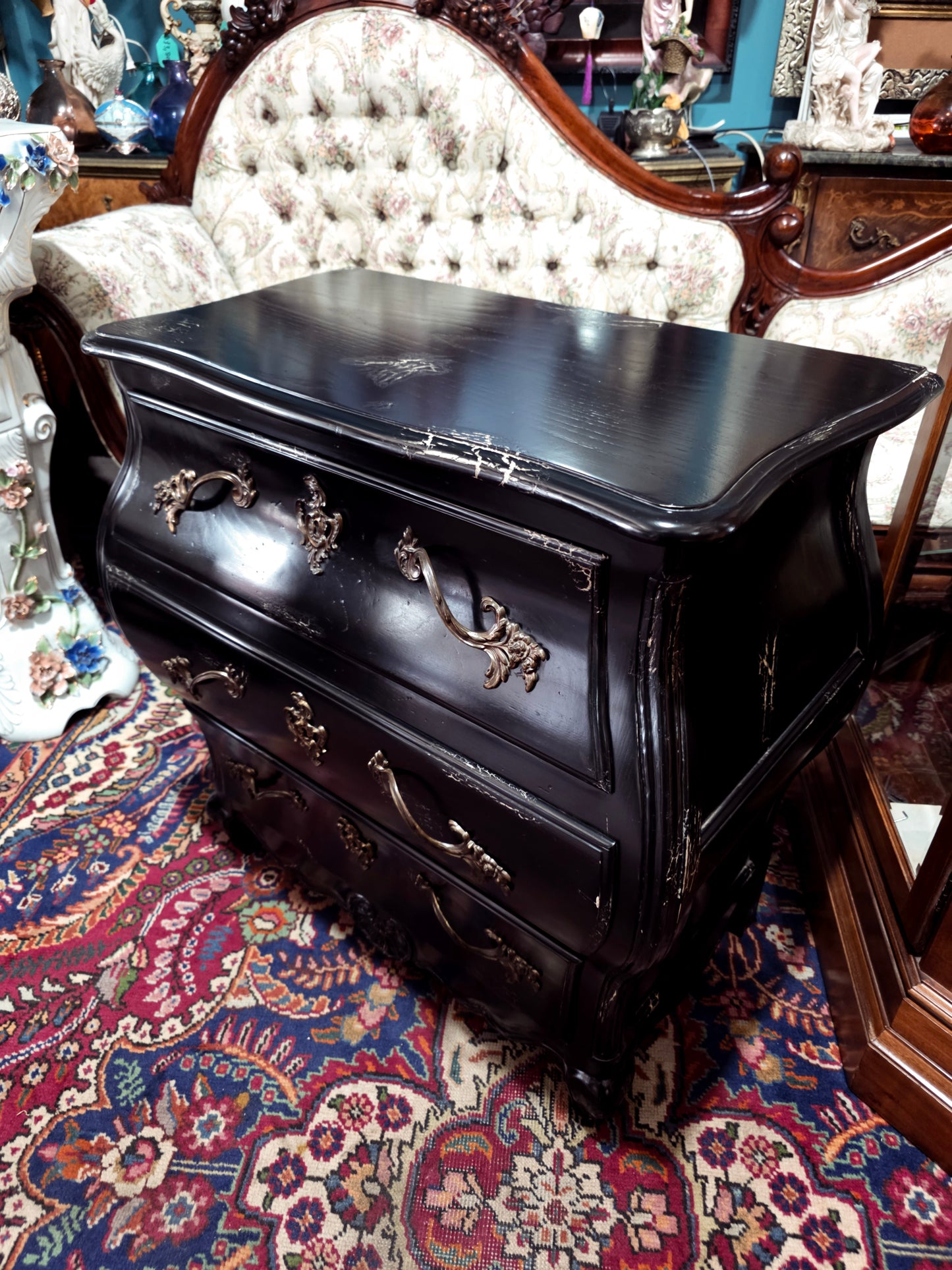 🌿Pair of Louis XV style Bombay chairs by Baker Furniture 🇫🇷🖤🌿