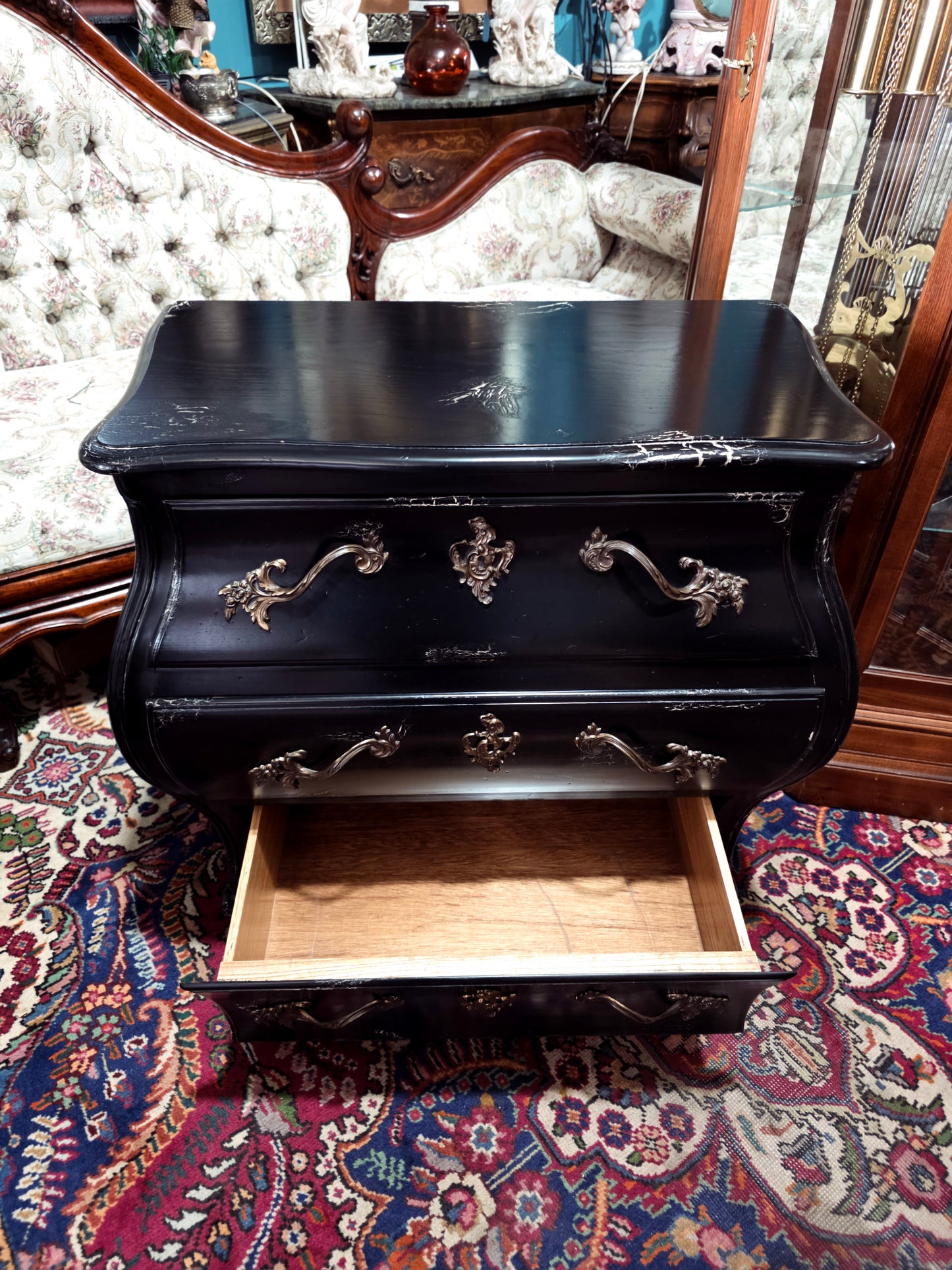 🌿Pair of Louis XV style Bombay chairs by Baker Furniture 🇫🇷🖤🌿