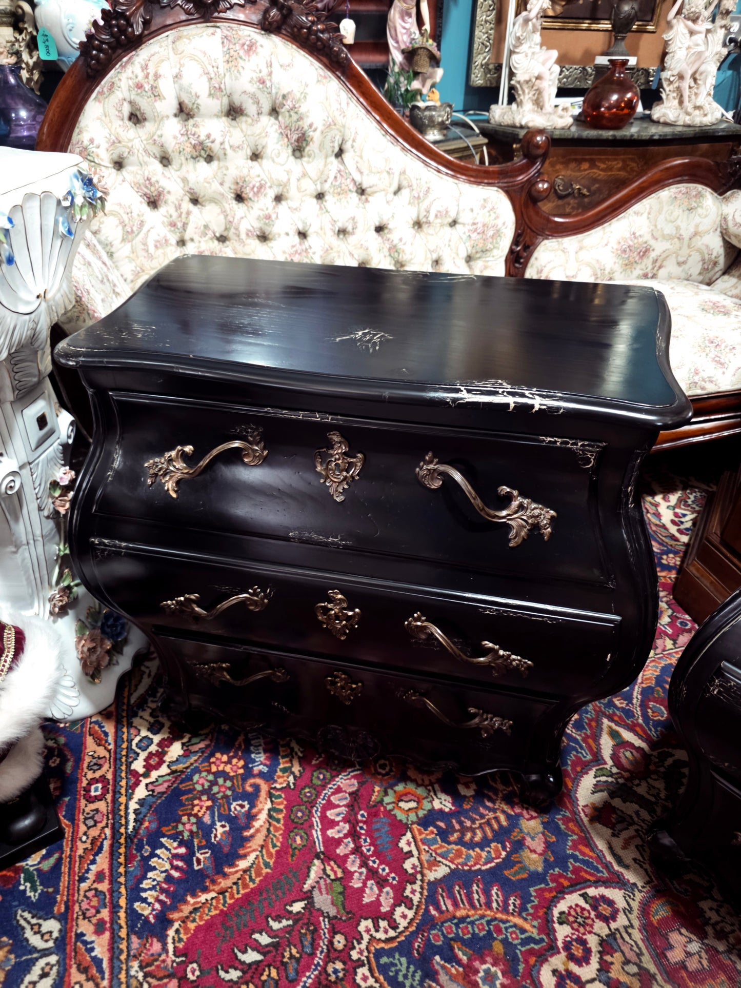 🌿Pair of Louis XV style Bombay chairs by Baker Furniture 🇫🇷🖤🌿
