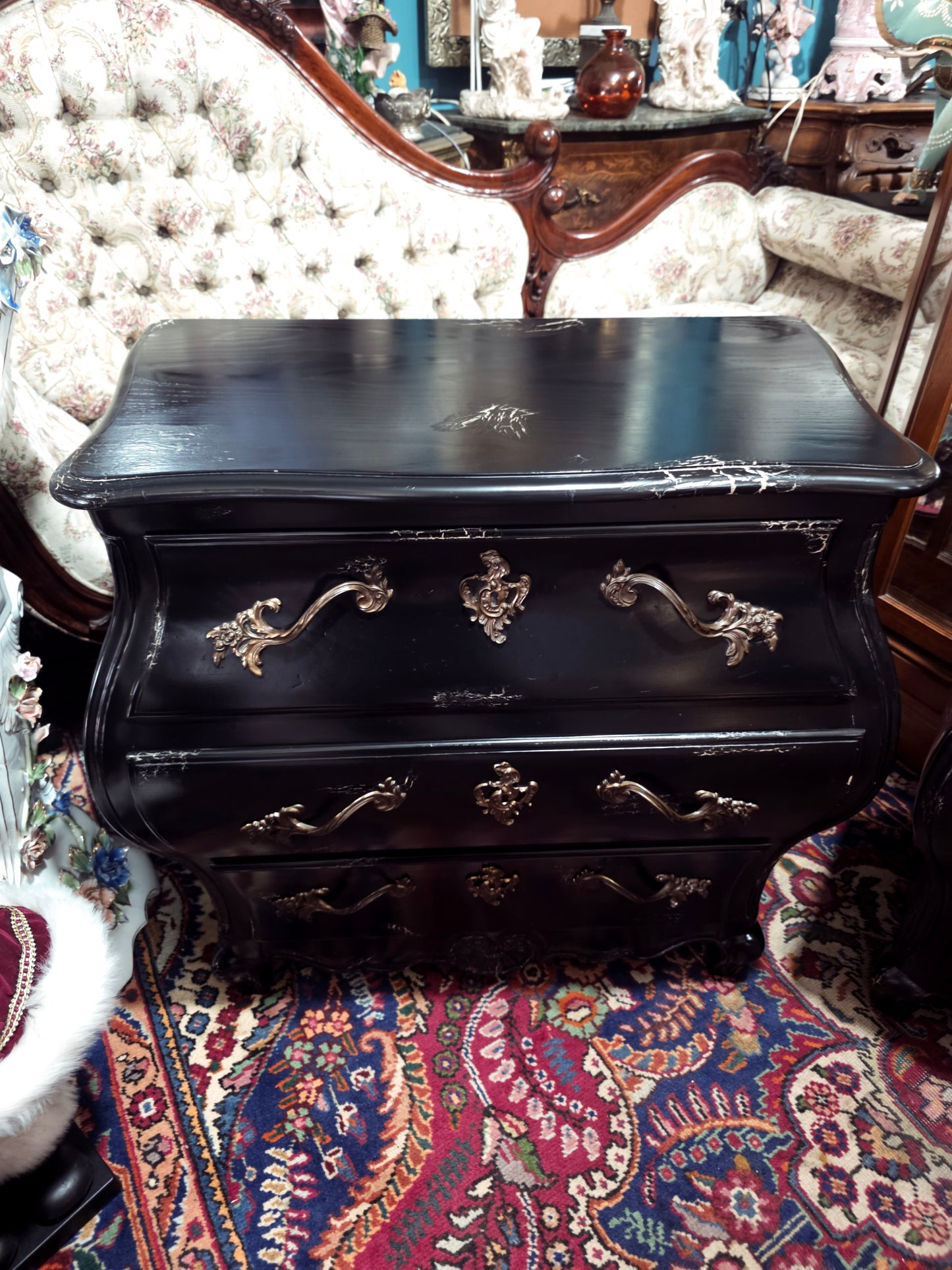 🌿Pair of Louis XV style Bombay chairs by Baker Furniture 🇫🇷🖤🌿