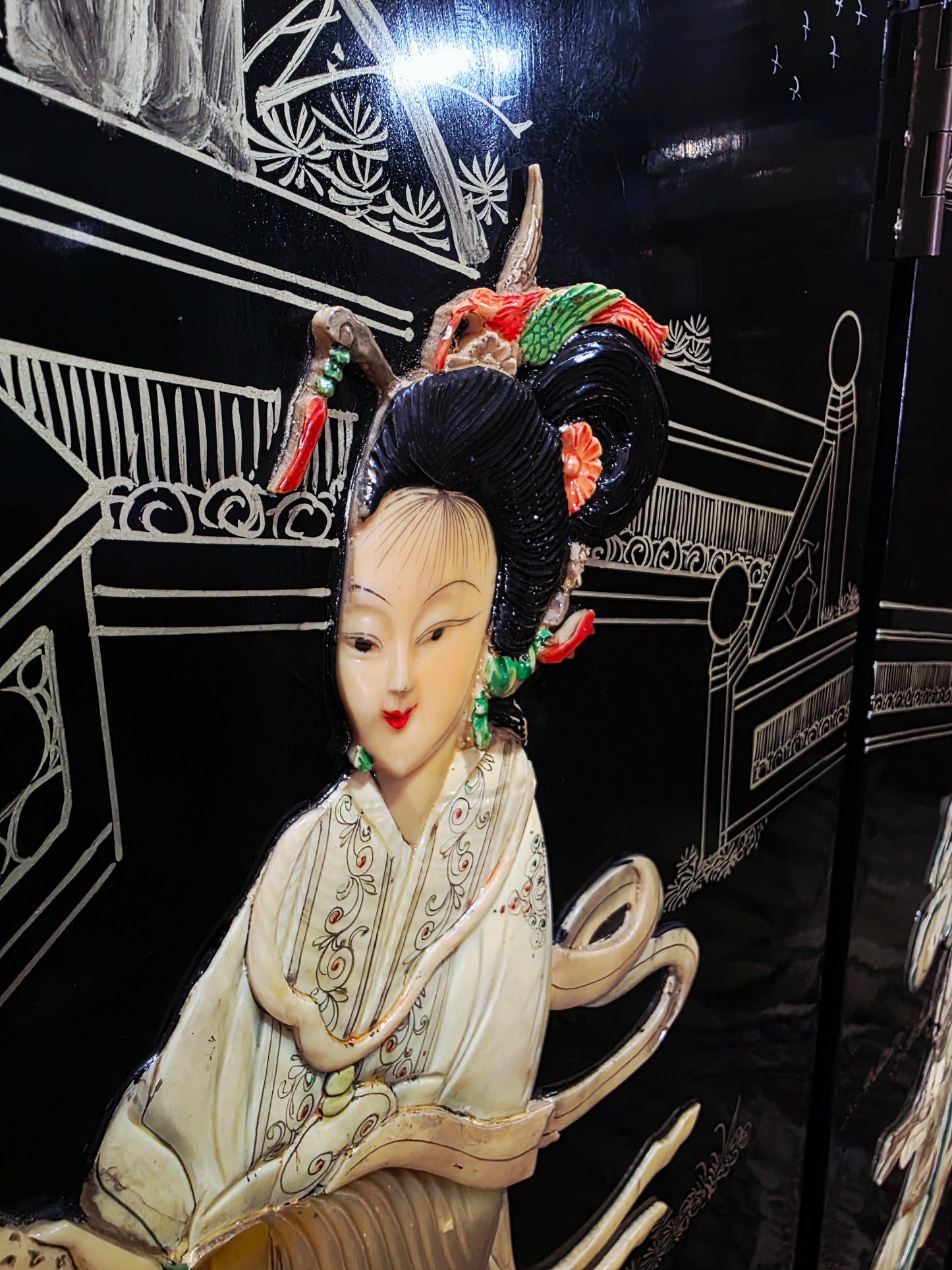 Mid-Century Style Chinese Round 4-Panel Screen✨