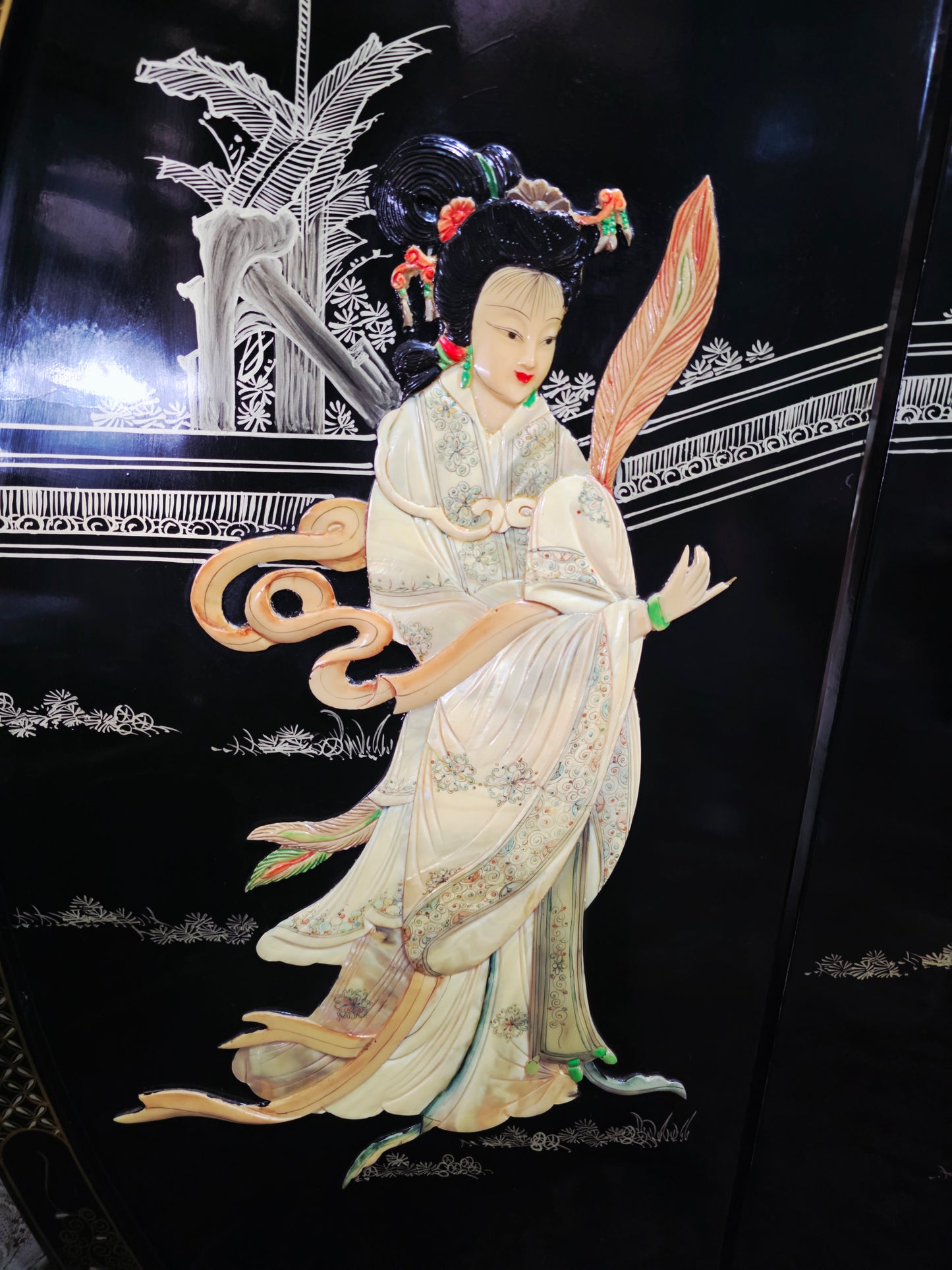 Mid-Century Style Chinese Round 4-Panel Screen✨