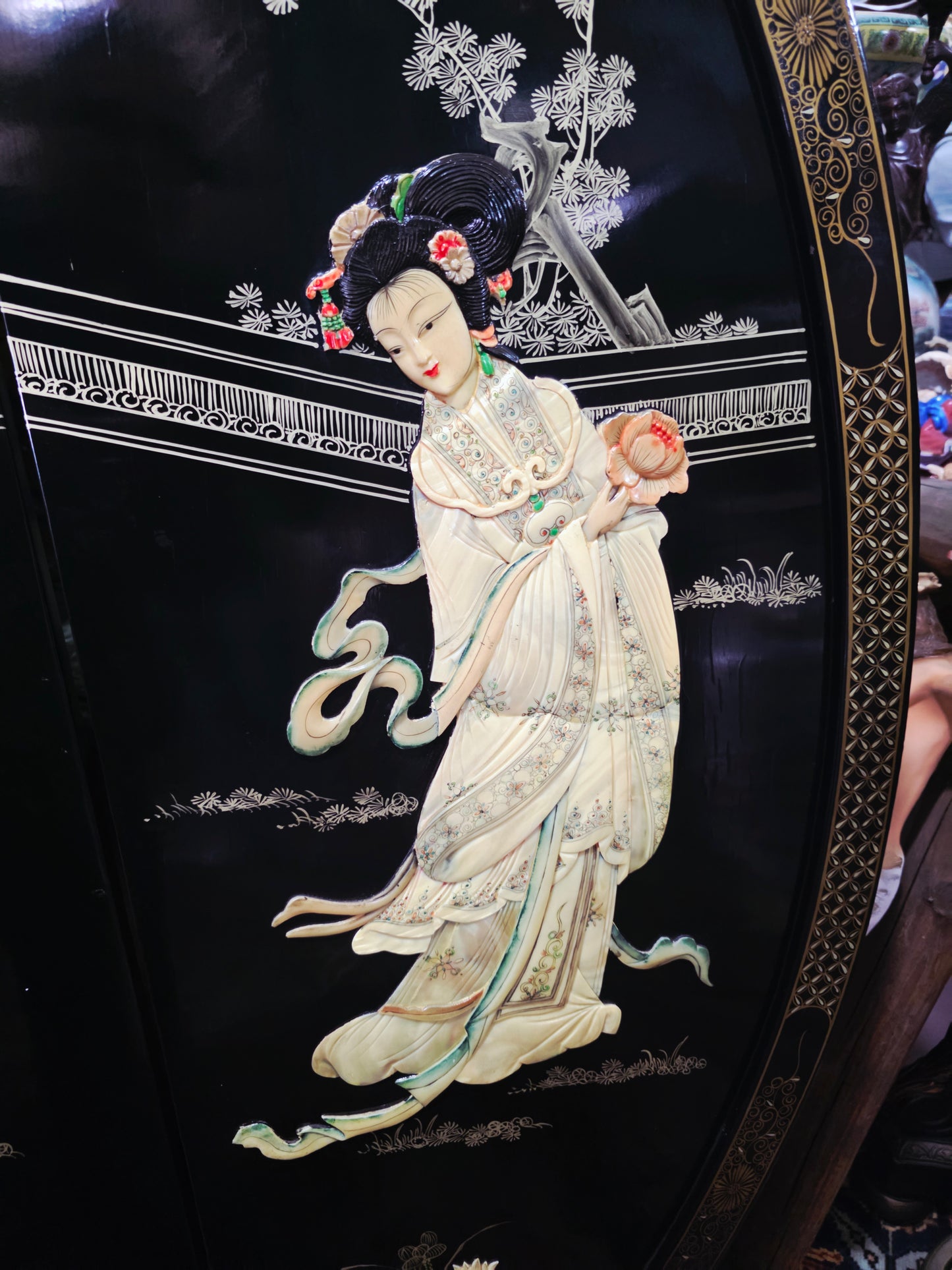 Mid-Century Style Chinese Round 4-Panel Screen✨