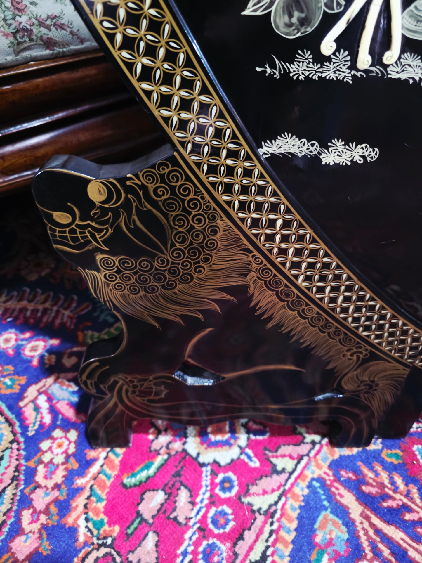 Mid-Century Style Chinese Round 4-Panel Screen✨