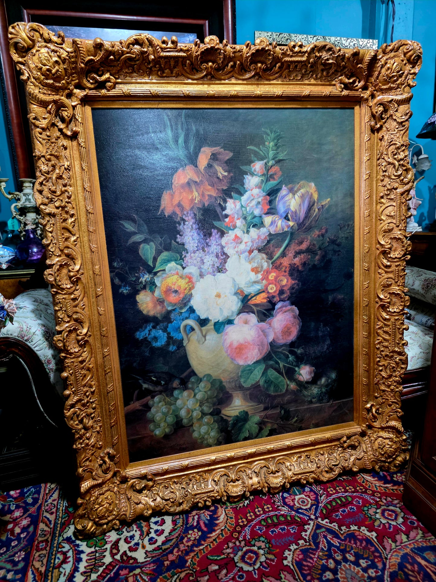 🎨 Obra Floral Pintada a Mano – Elegancia Firmada - artista Cornelis Van Spaendonck 1824🎨✨🎨