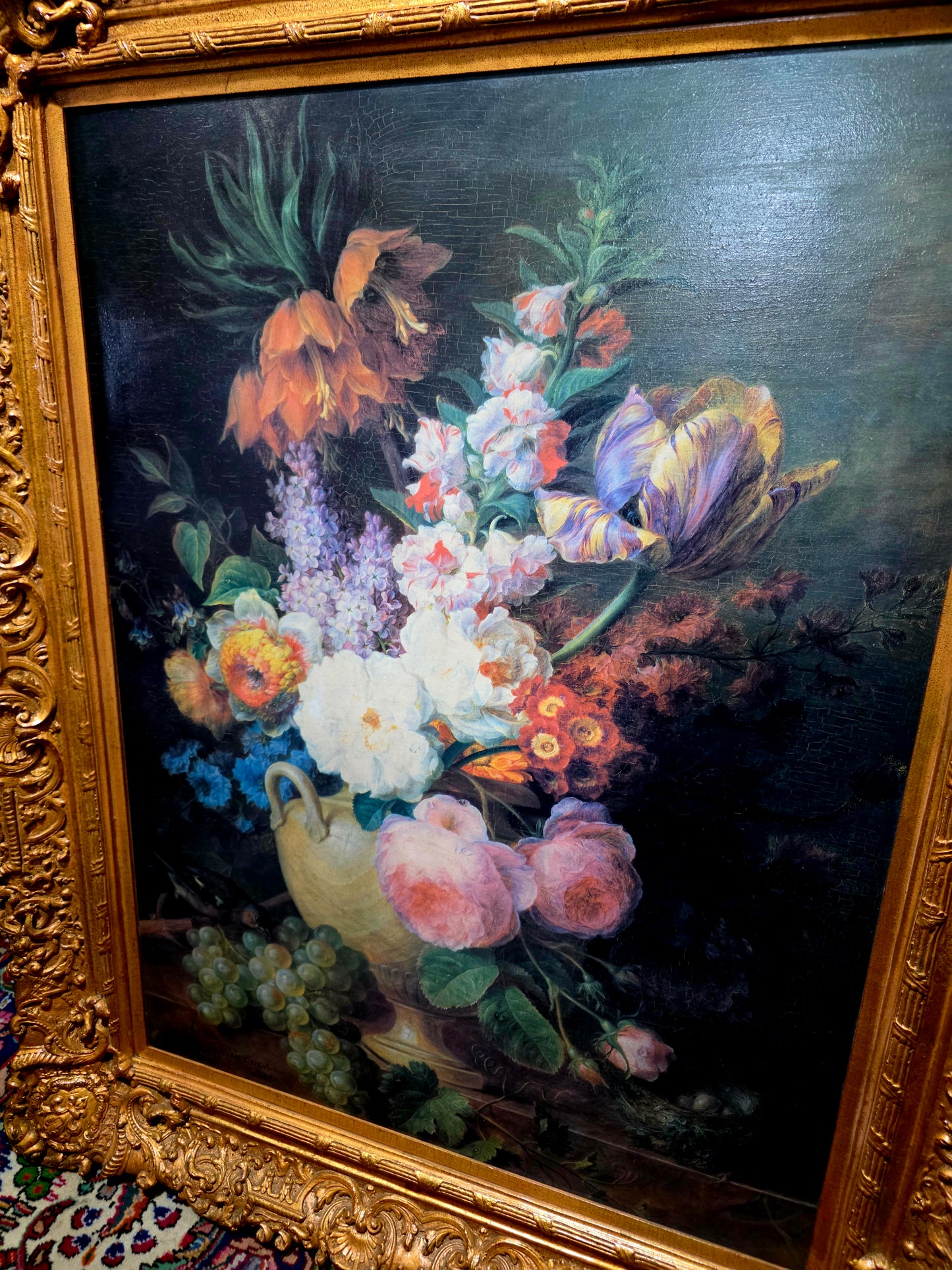 🎨 Obra Floral Pintada a Mano – Elegancia Firmada - artista Cornelis Van Spaendonck 1824🎨✨🎨