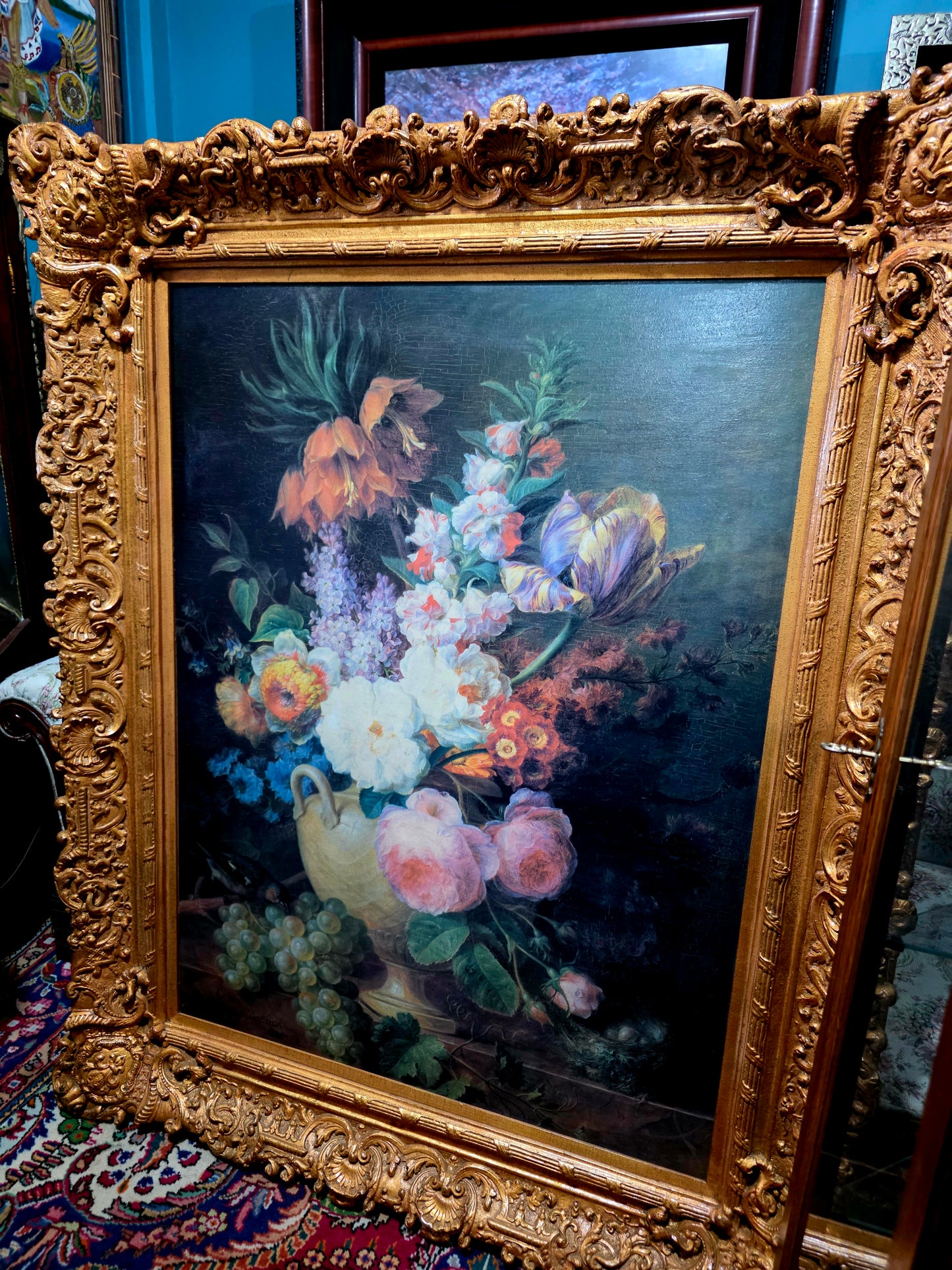 🎨 Obra Floral Pintada a Mano – Elegancia Firmada - artista Cornelis Van Spaendonck 1824🎨✨🎨