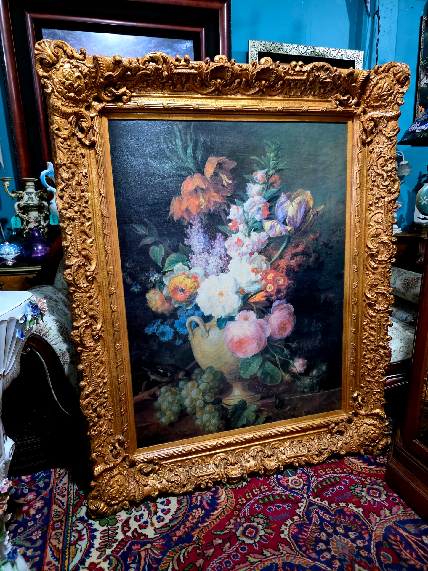 🎨 Obra Floral Pintada a Mano – Elegancia Firmada - artista Cornelis Van Spaendonck 1824🎨✨🎨