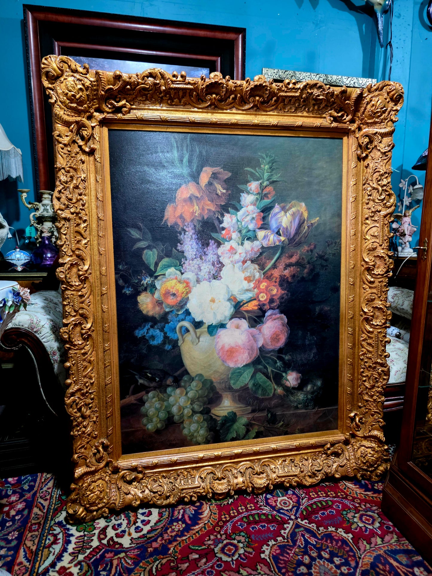 🎨 Obra Floral Pintada a Mano – Elegancia Firmada - artista Cornelis Van Spaendonck 1824🎨✨🎨