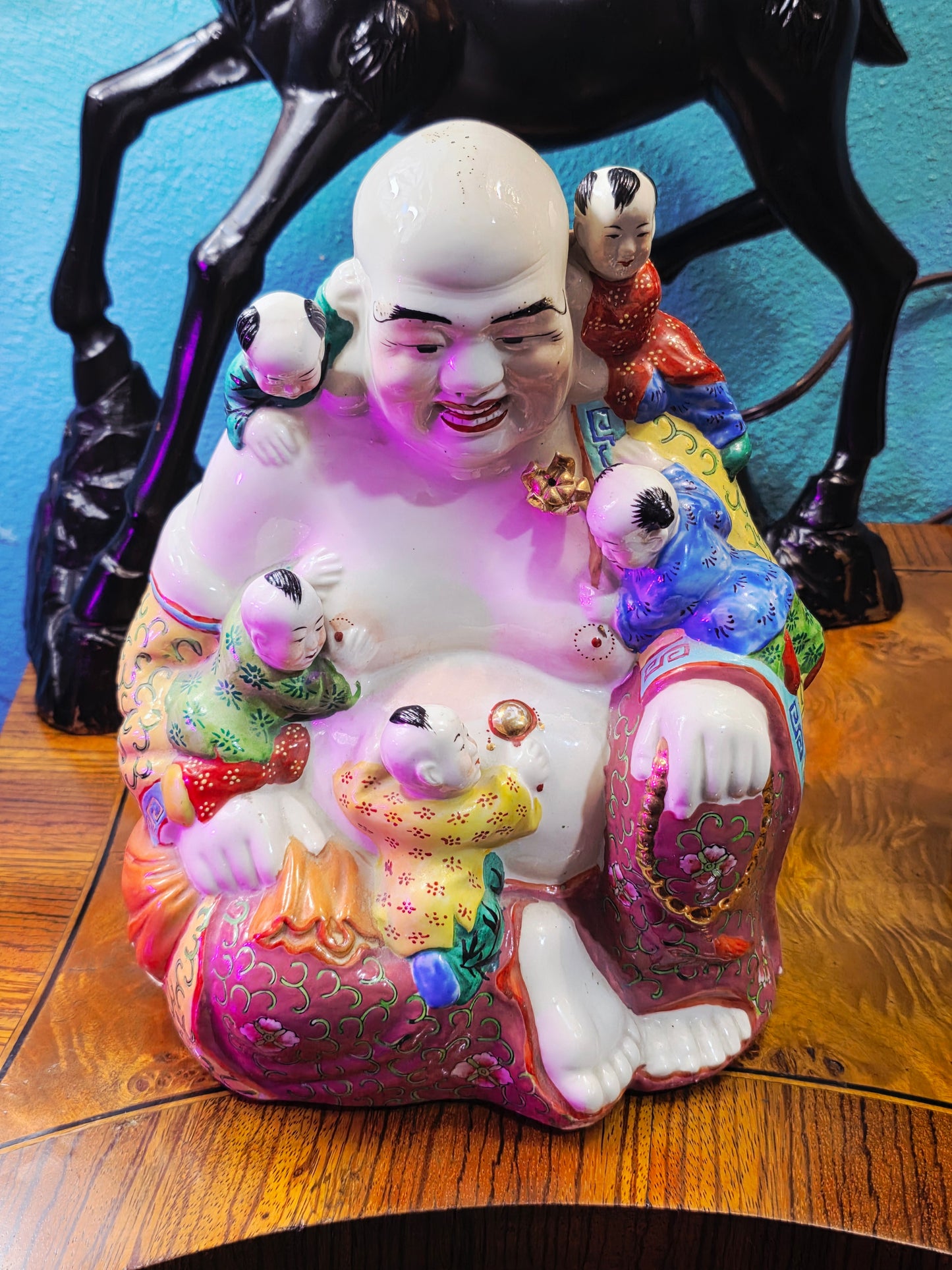 Chinese Ceramic Laughing Buddha with Five Children - Symbol of Prosperity, Abundance, and Family Happiness 🪷