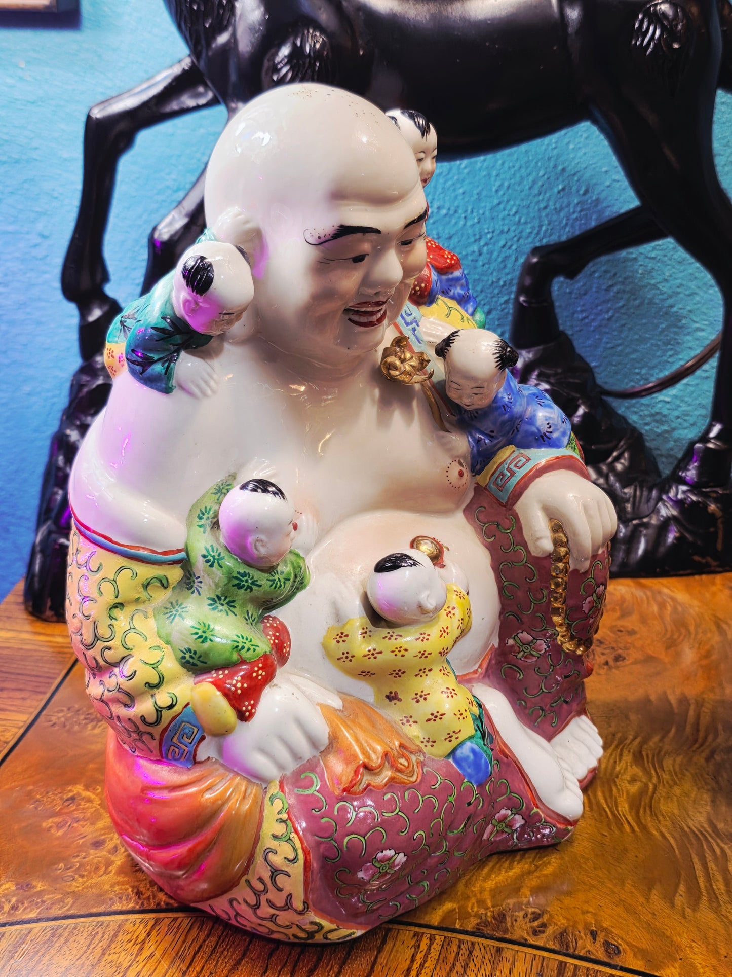 Chinese Ceramic Laughing Buddha with Five Children - Symbol of Prosperity, Abundance, and Family Happiness 🪷