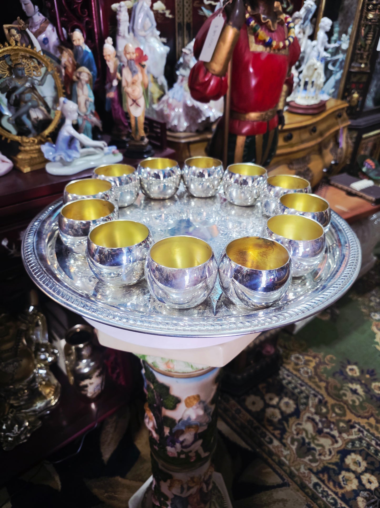 🏺✨ Vintage FB Rogers Silver Plated Victorian Style Punch Bowl Set con 12 Vasos y Vase de Servir – Total 14 Piezas ✨🏺