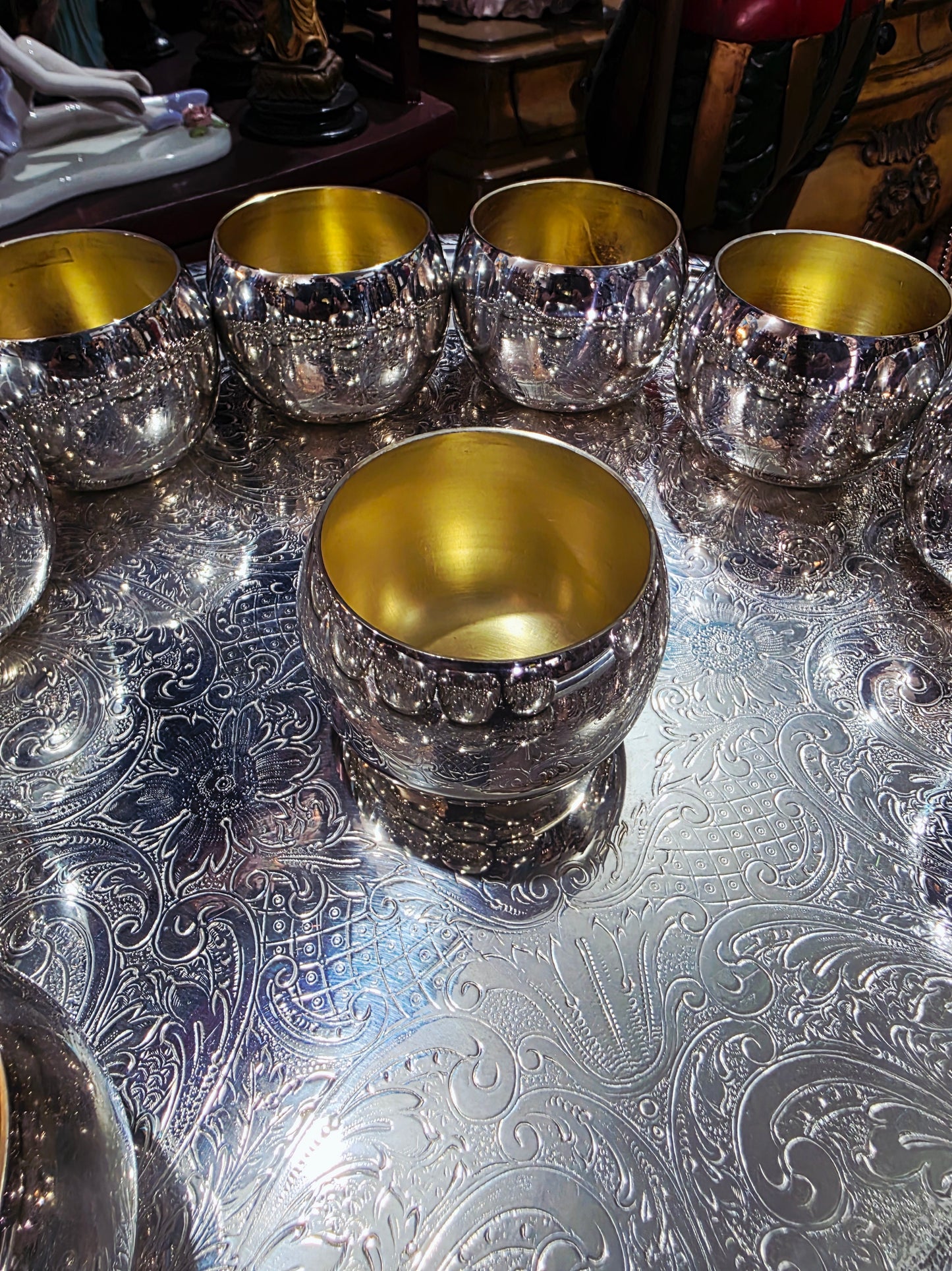 🏺✨ Vintage FB Rogers Silver Plated Victorian Style Punch Bowl Set con 12 Vasos y Vase de Servir – Total 14 Piezas ✨🏺