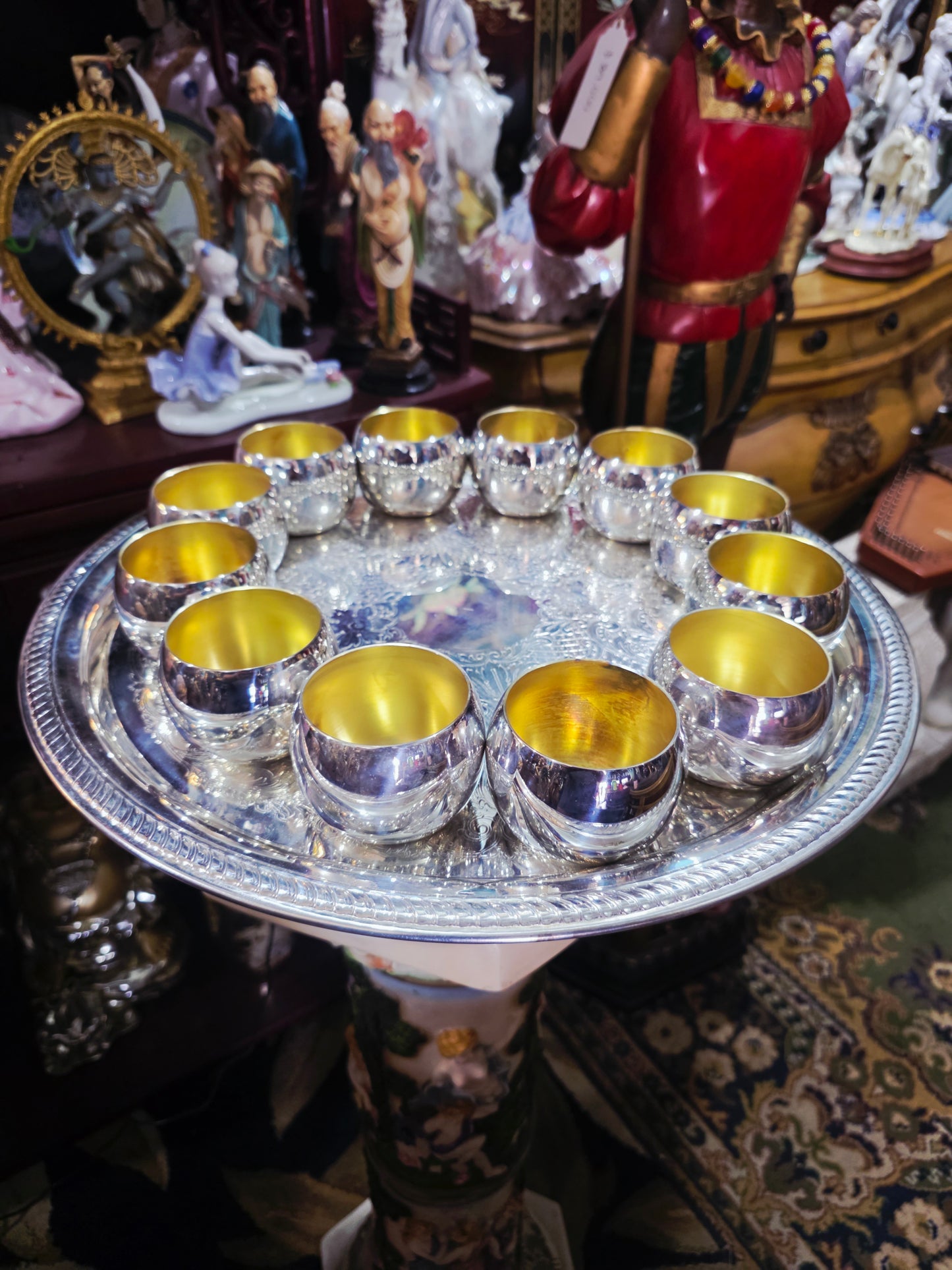 🏺✨ Vintage FB Rogers Silver Plated Victorian Style Punch Bowl Set con 12 Vasos y Vase de Servir – Total 14 Piezas ✨🏺