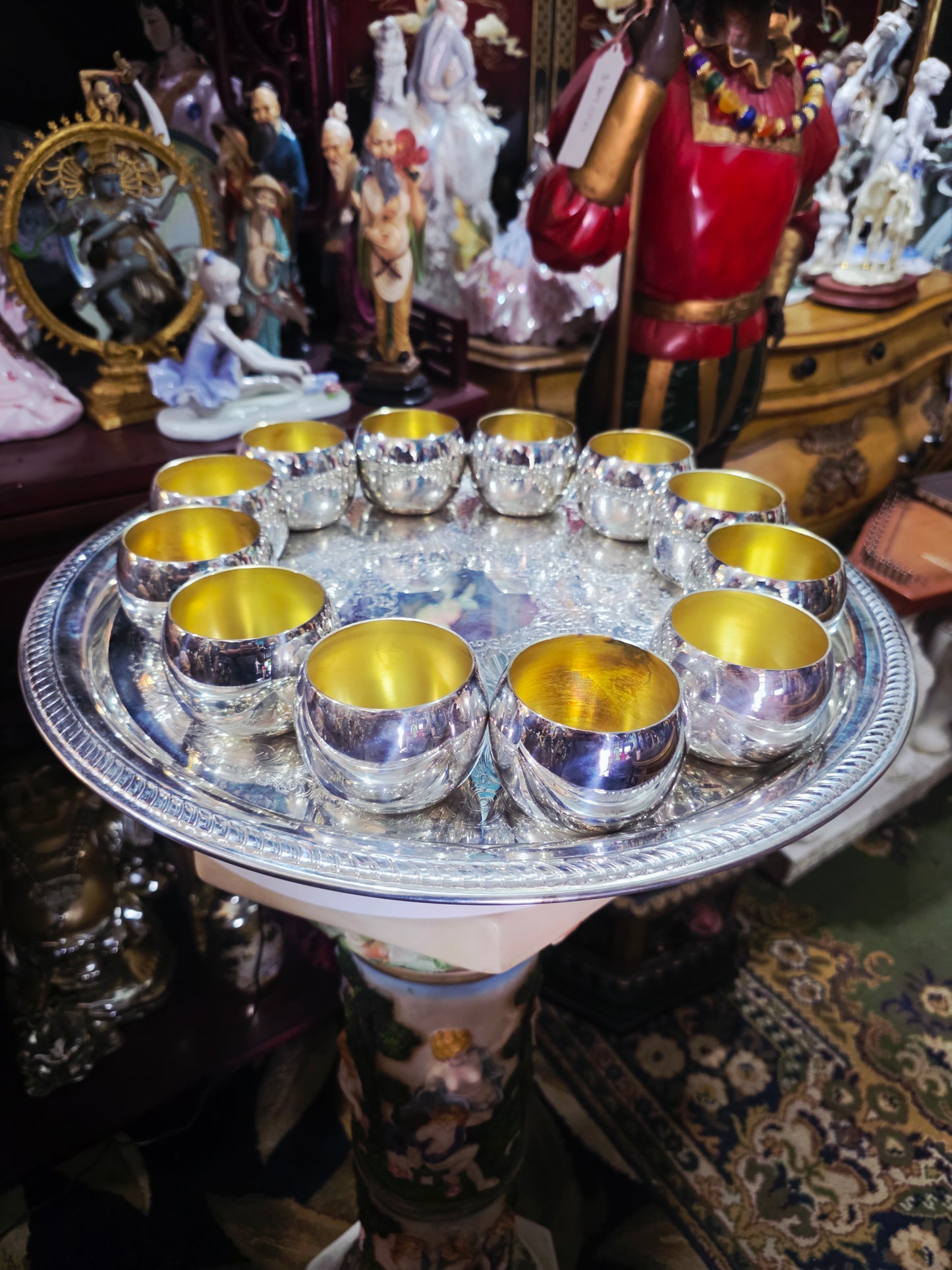 🏺✨ Vintage FB Rogers Silver Plated Victorian Style Punch Bowl Set con 12 Vasos y Vase de Servir – Total 14 Piezas ✨🏺