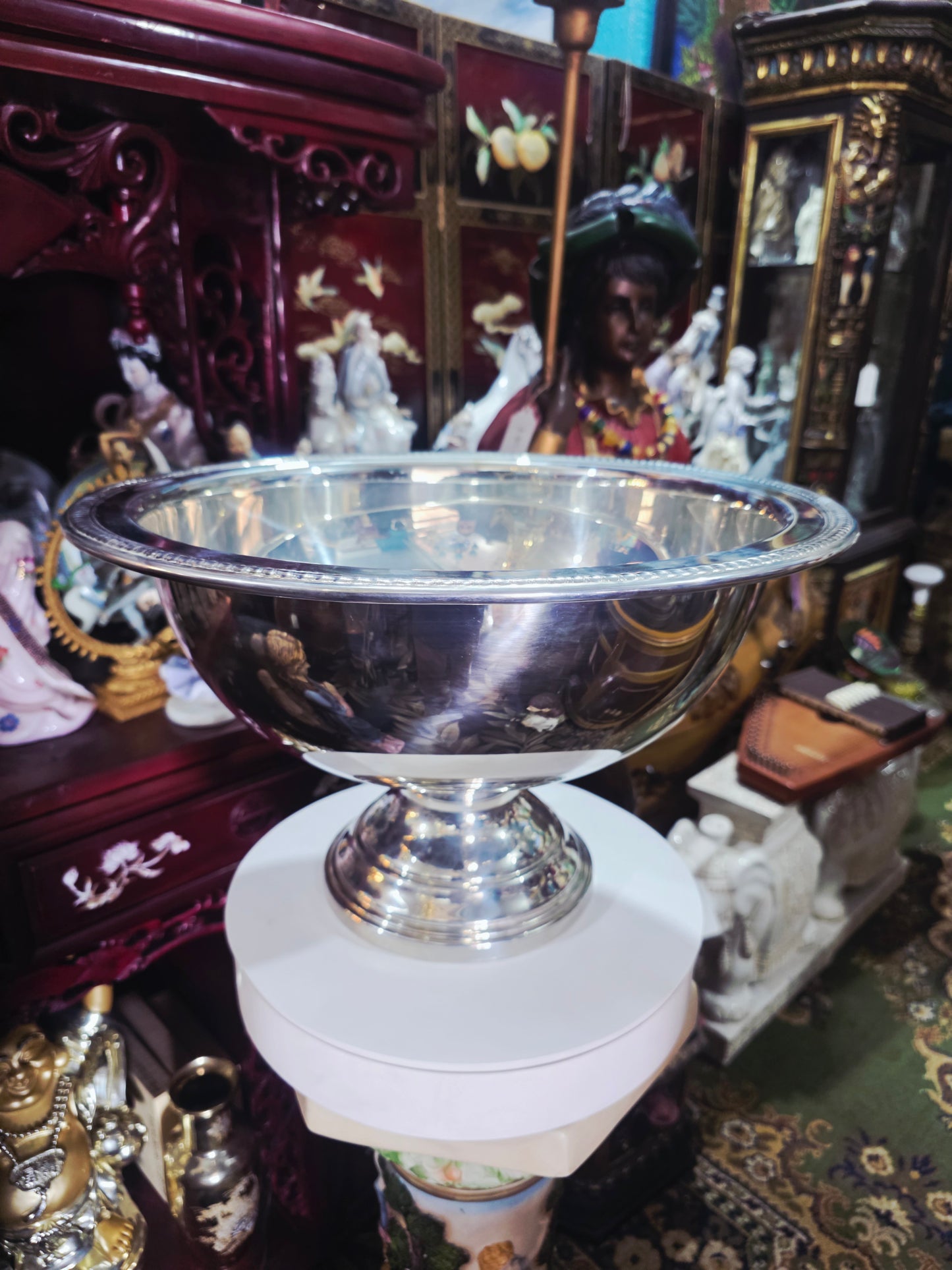 🏺✨ Vintage FB Rogers Silver Plated Victorian Style Punch Bowl Set con 12 Vasos y Vase de Servir – Total 14 Piezas ✨🏺