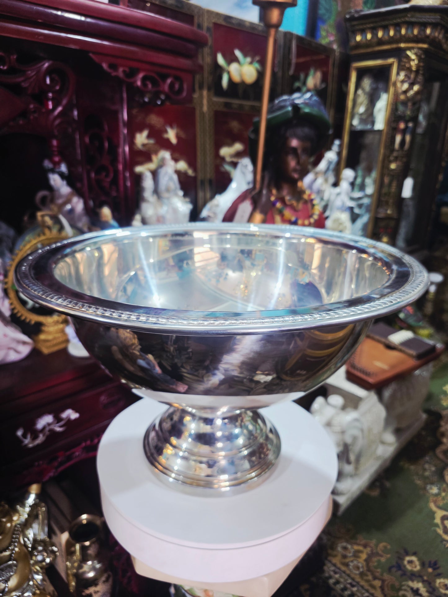 🏺✨ Vintage FB Rogers Silver Plated Victorian Style Punch Bowl Set con 12 Vasos y Vase de Servir – Total 14 Piezas ✨🏺