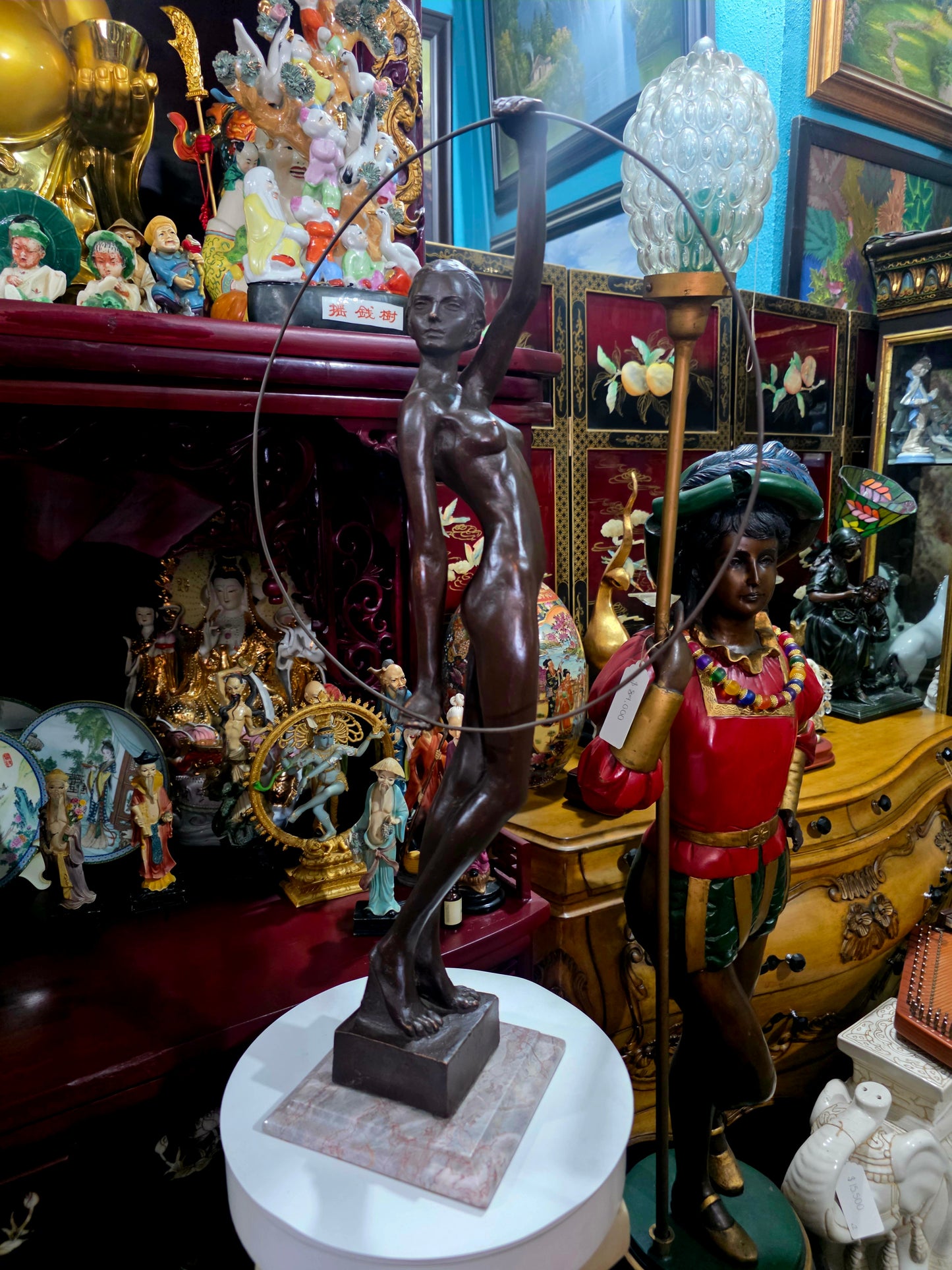 Allegorical Sculpture in Resin with Crushed Stone and Marble Base 🏛️🪙