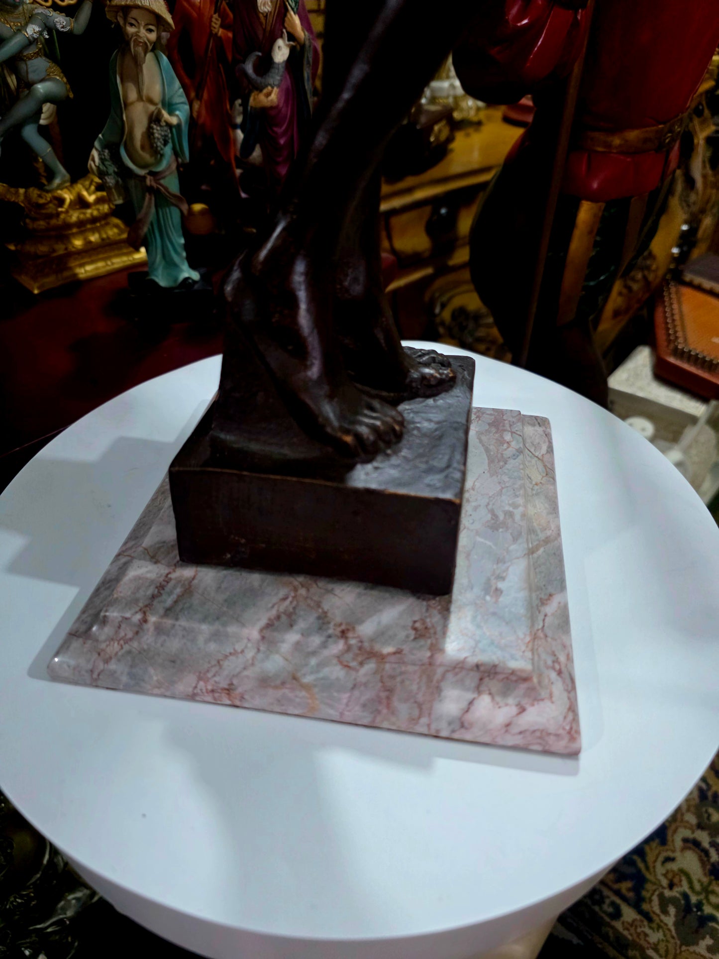 Allegorical Sculpture in Resin with Crushed Stone and Marble Base 🏛️🪙
