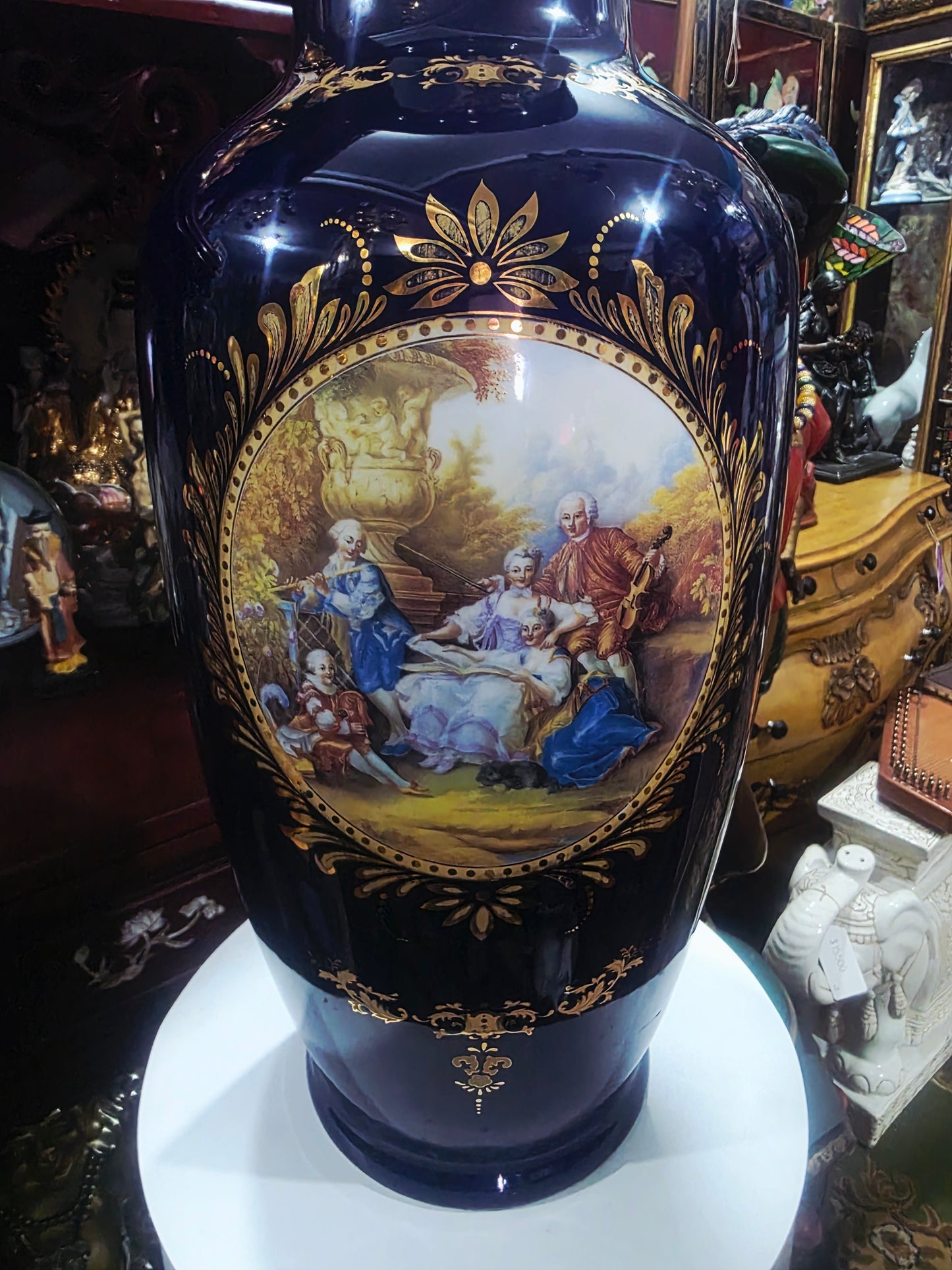 Pair of Cobalt Porcelain Vases with Classical Scenes 🌹🏺