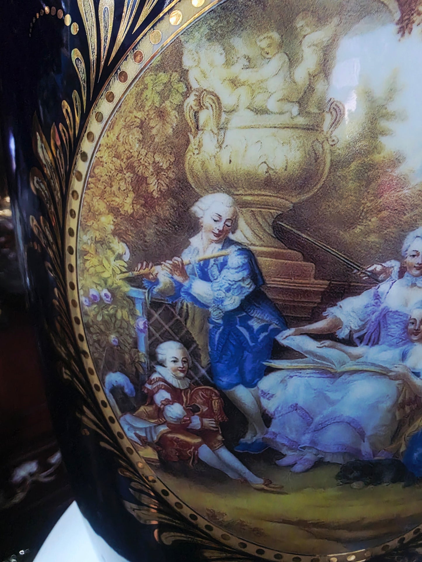 Pair of Cobalt Porcelain Vases with Classical Scenes 🌹🏺