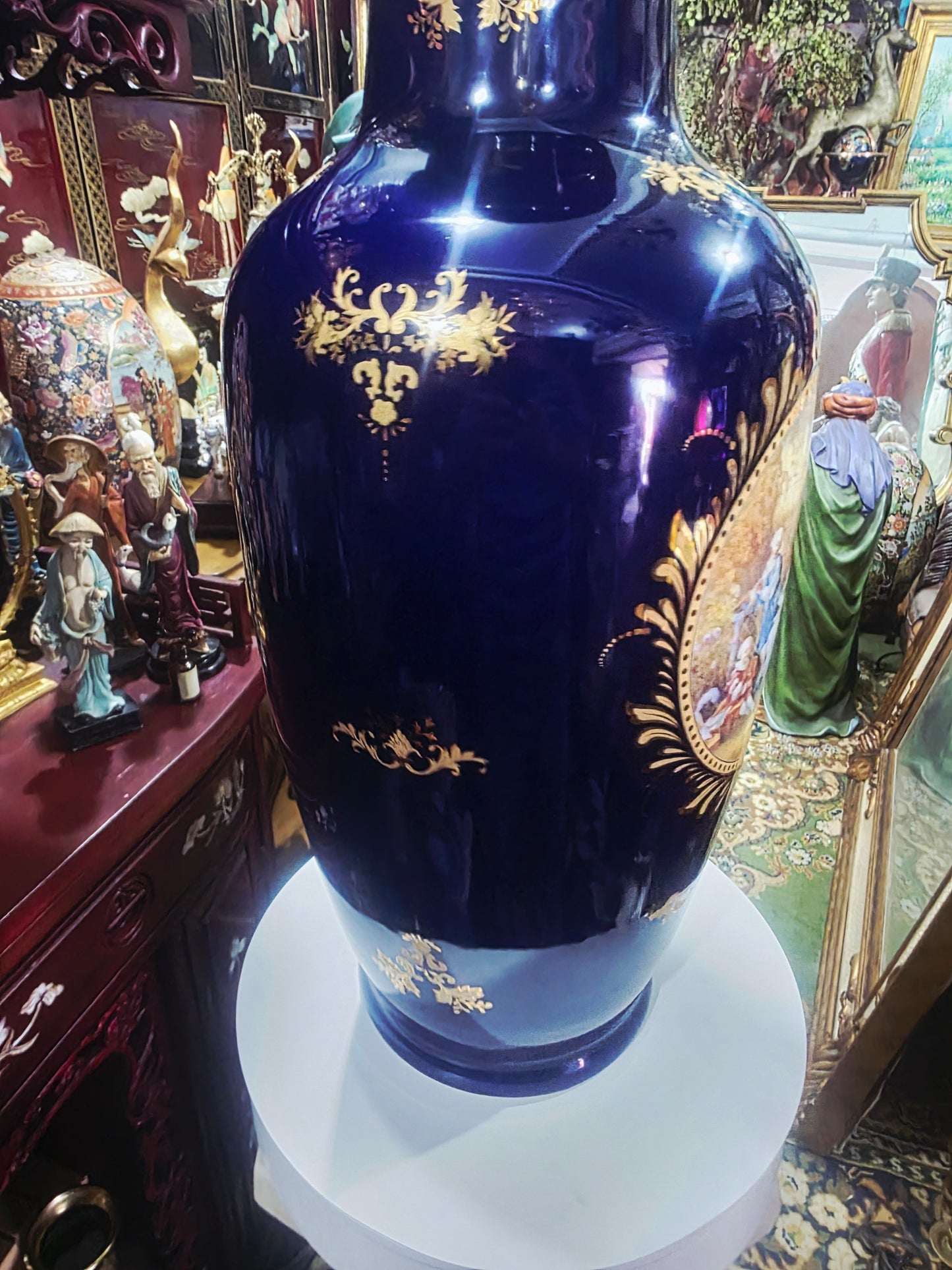 Pair of Cobalt Porcelain Vases with Classical Scenes 🌹🏺