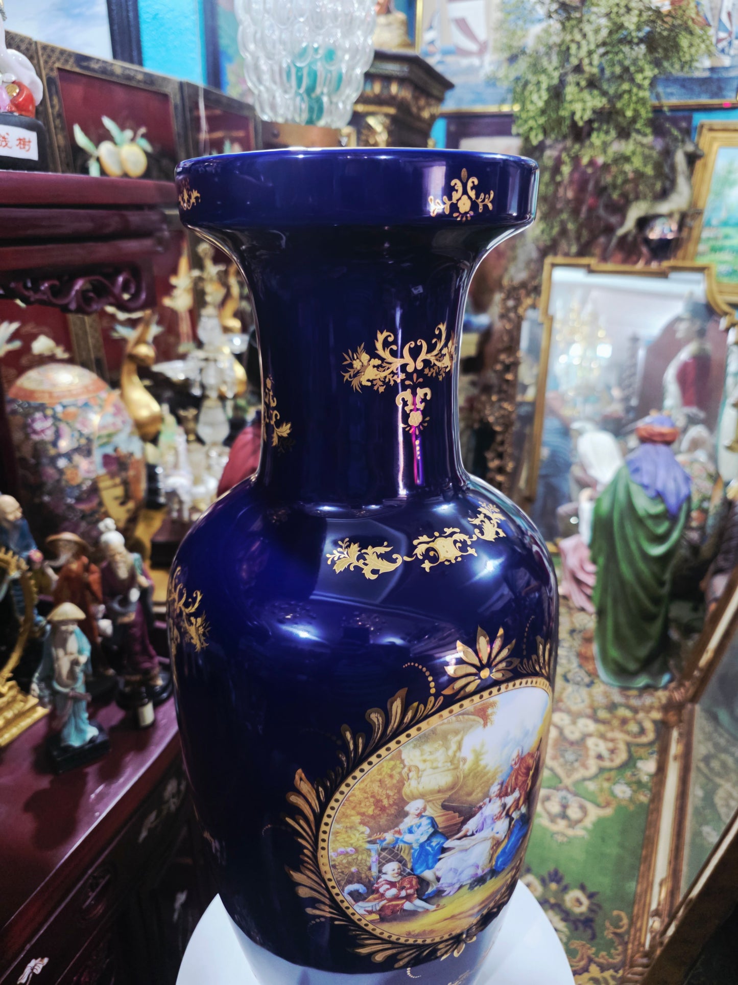 Pair of Cobalt Porcelain Vases with Classical Scenes 🌹🏺