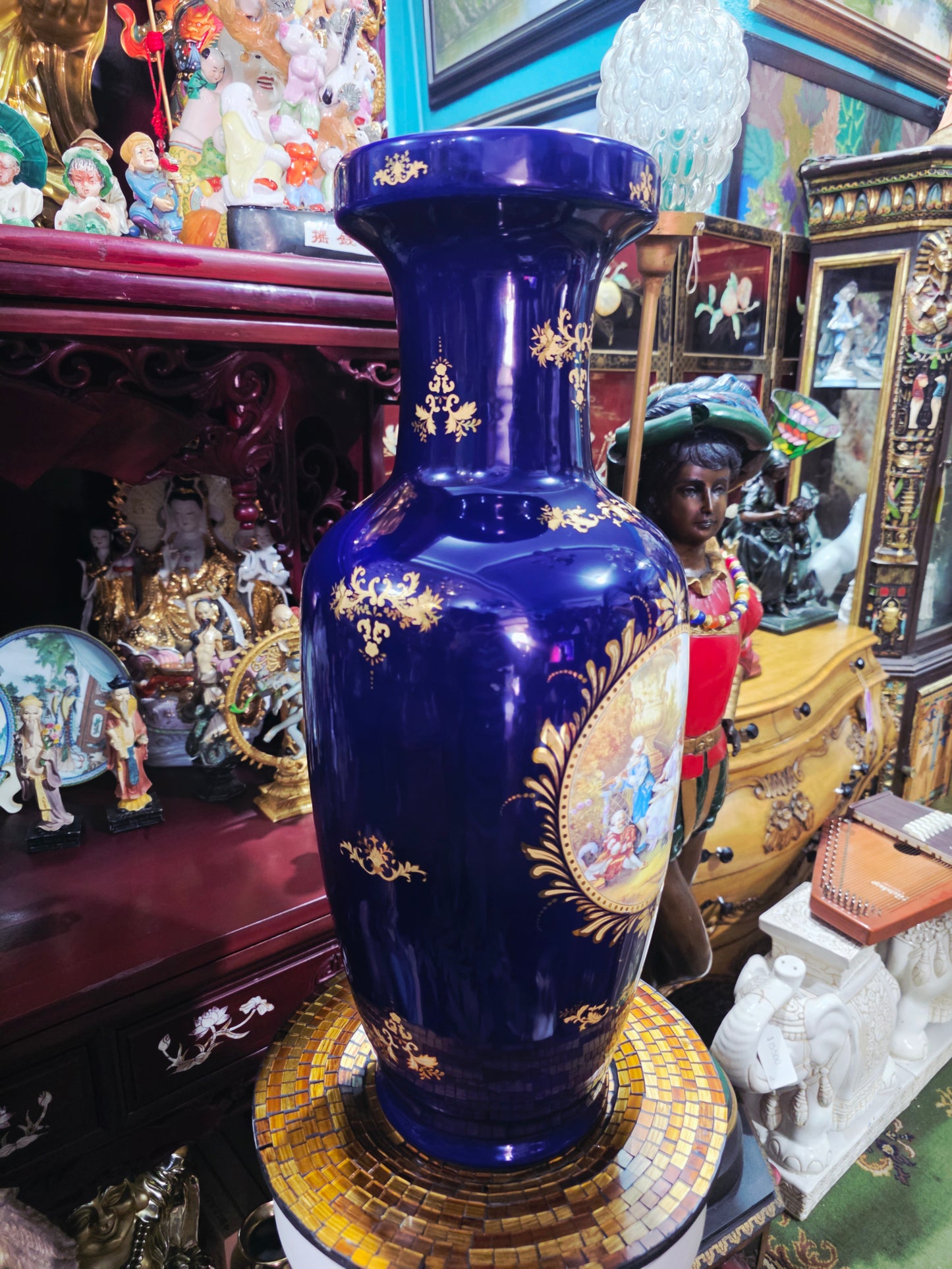 Pair of Cobalt Porcelain Vases with Classical Scenes 🌹🏺