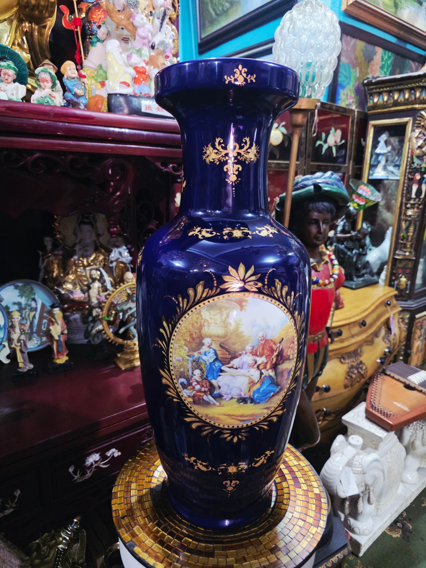 Pair of Cobalt Porcelain Vases with Classical Scenes 🌹🏺