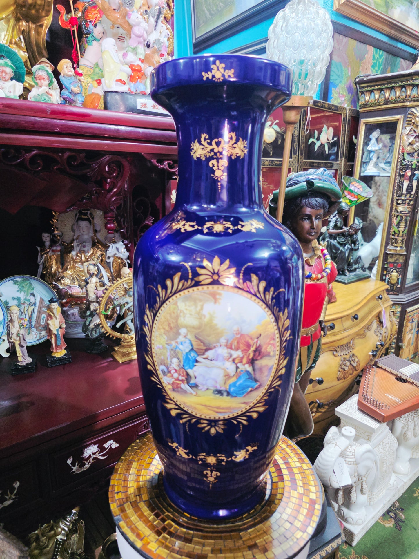 Pair of Cobalt Porcelain Vases with Classical Scenes 🌹🏺