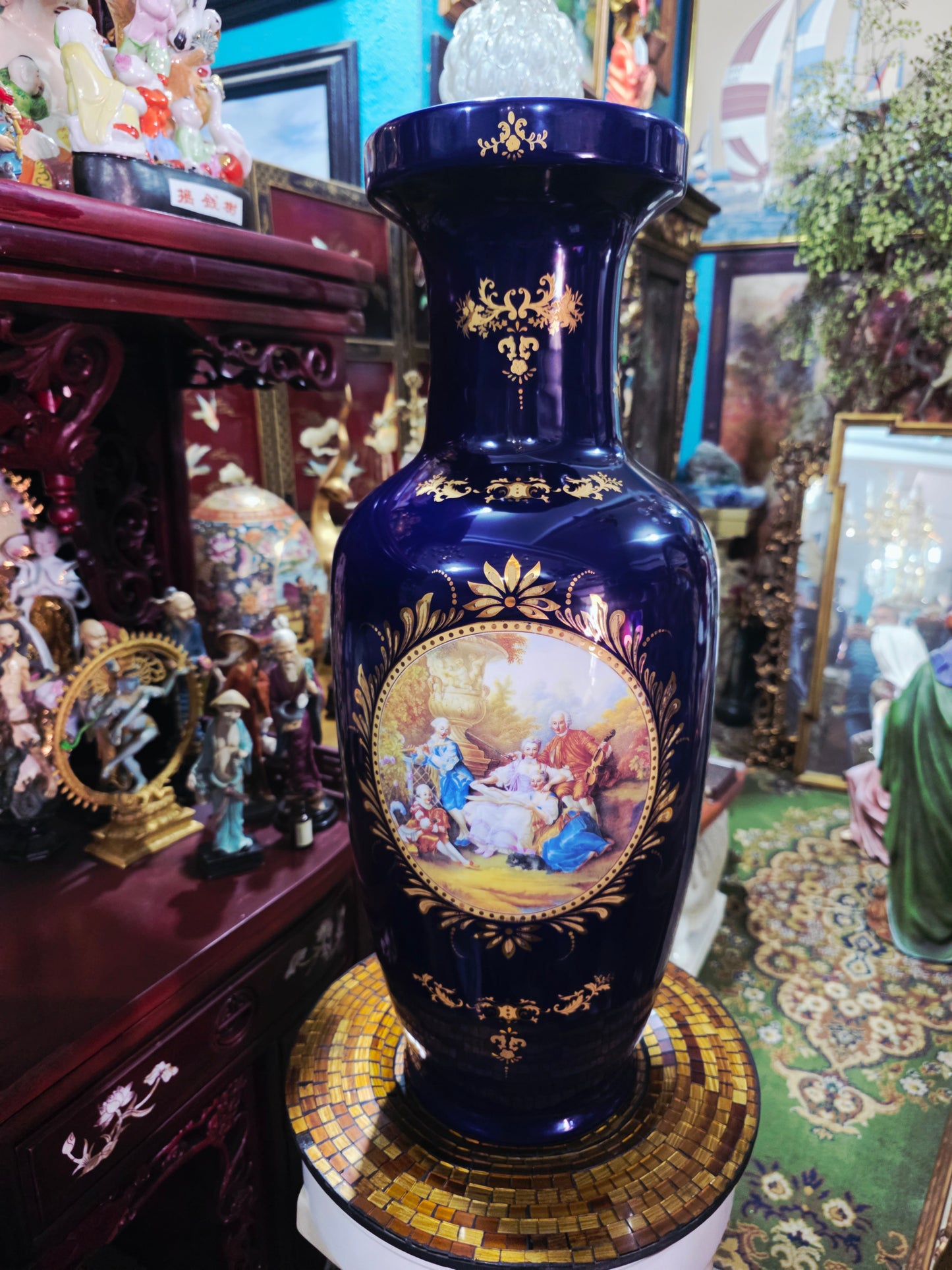 Pair of Cobalt Porcelain Vases with Classical Scenes 🌹🏺