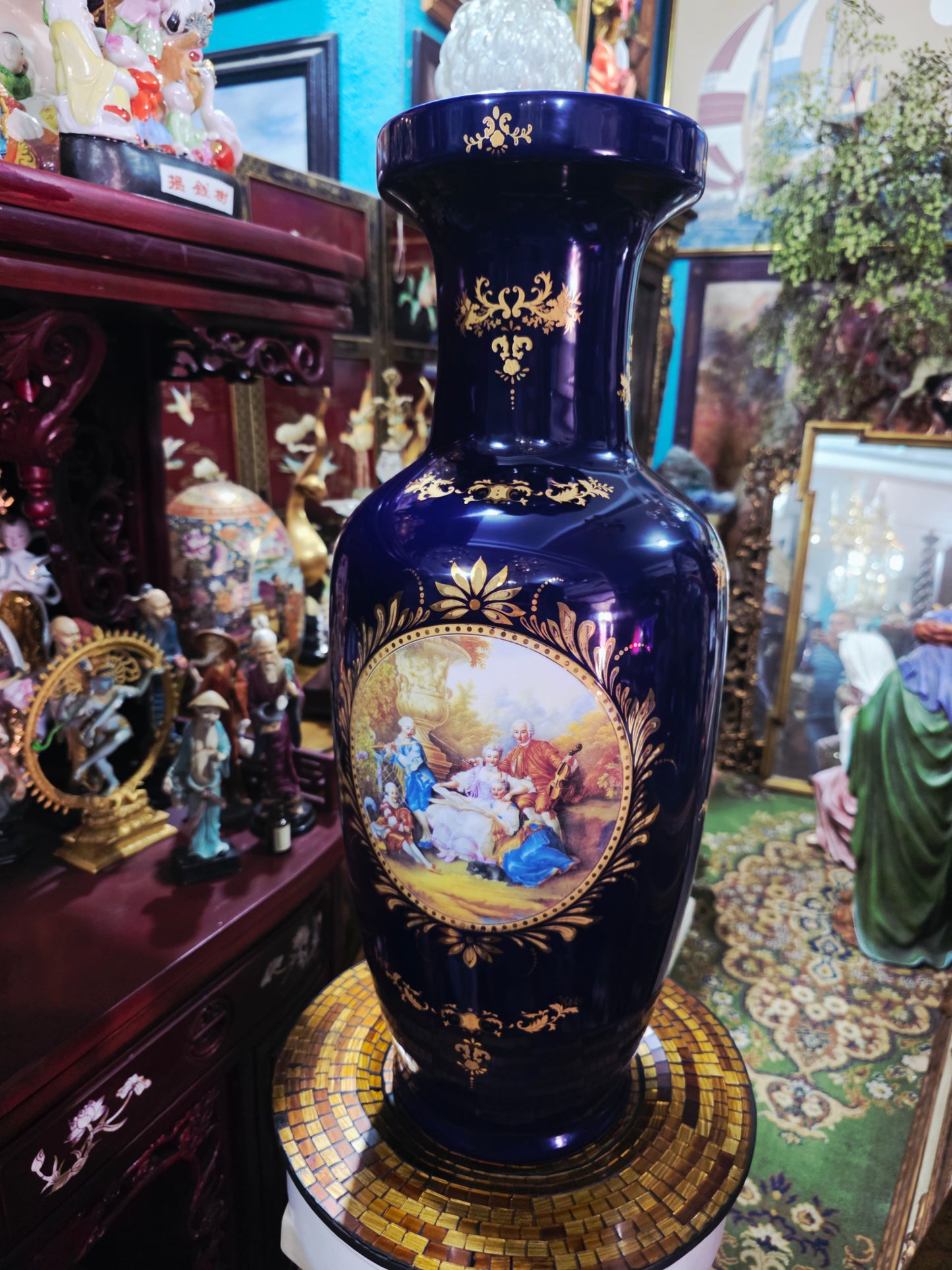 Pair of Cobalt Porcelain Vases with Classical Scenes 🌹🏺