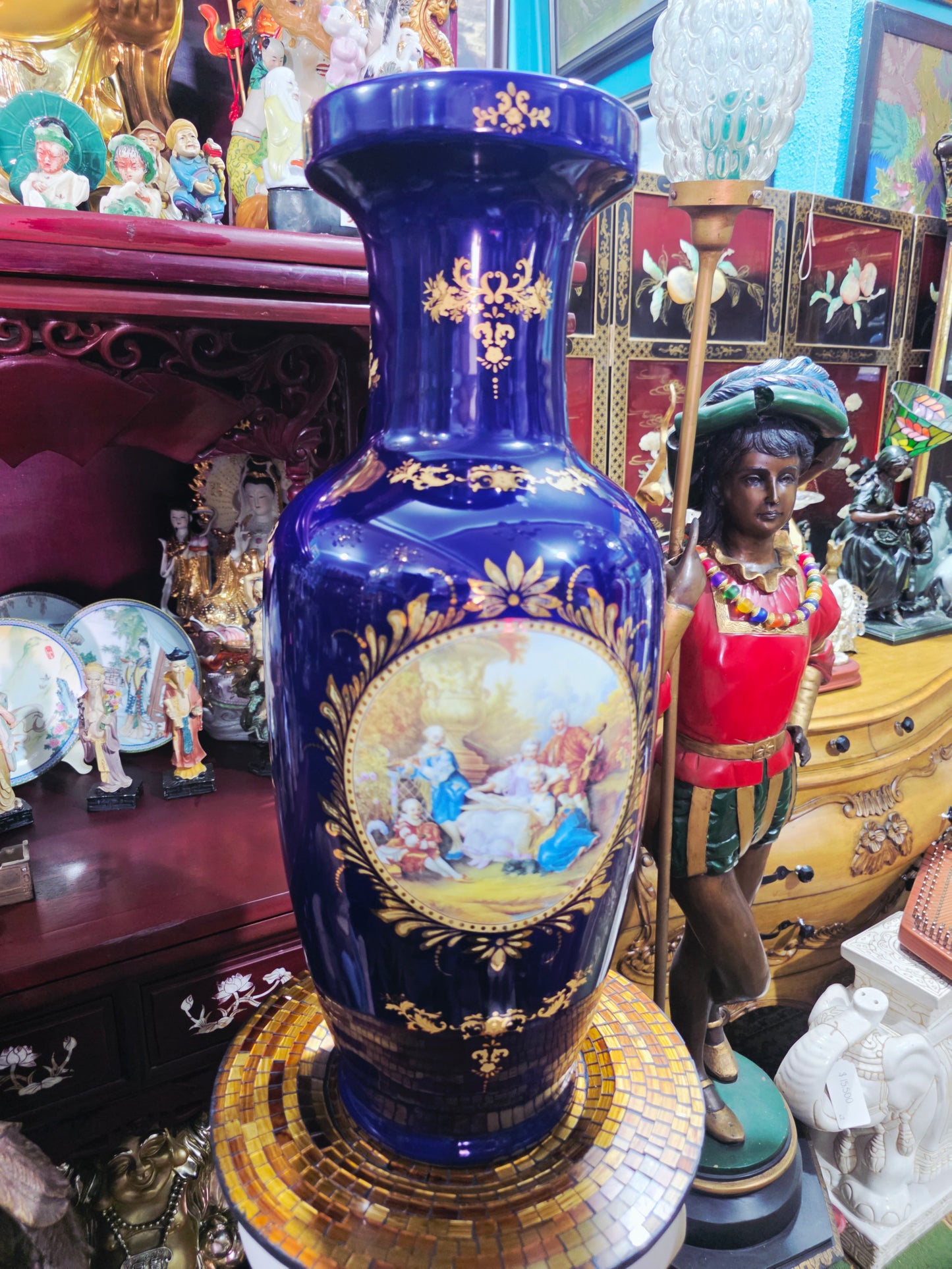 Pair of Cobalt Porcelain Vases with Classical Scenes 🌹🏺