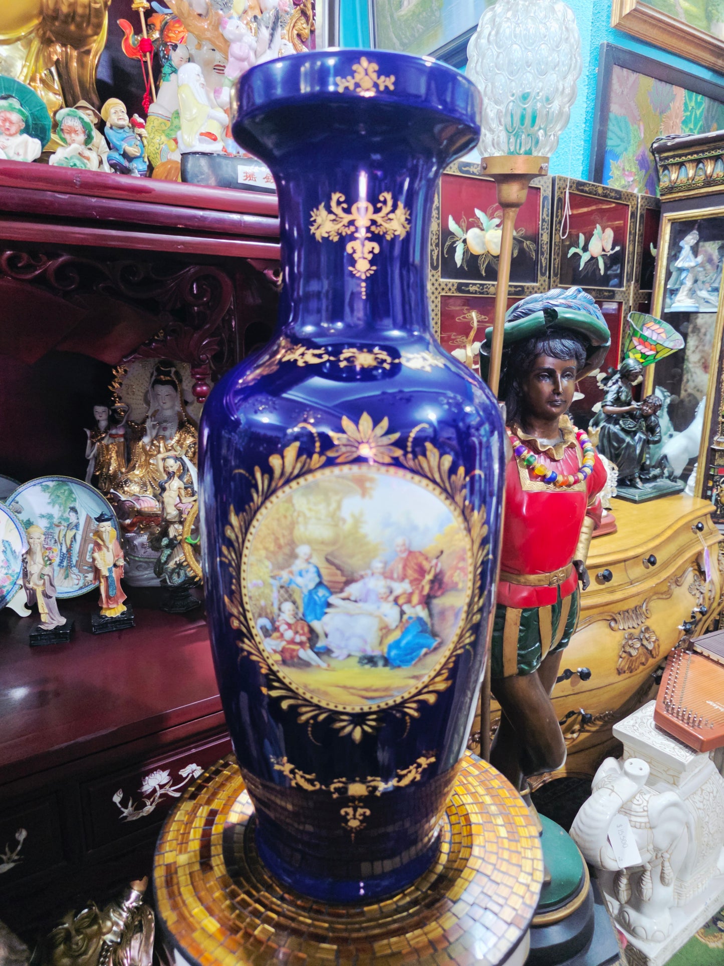 Pair of Cobalt Porcelain Vases with Classical Scenes 🌹🏺