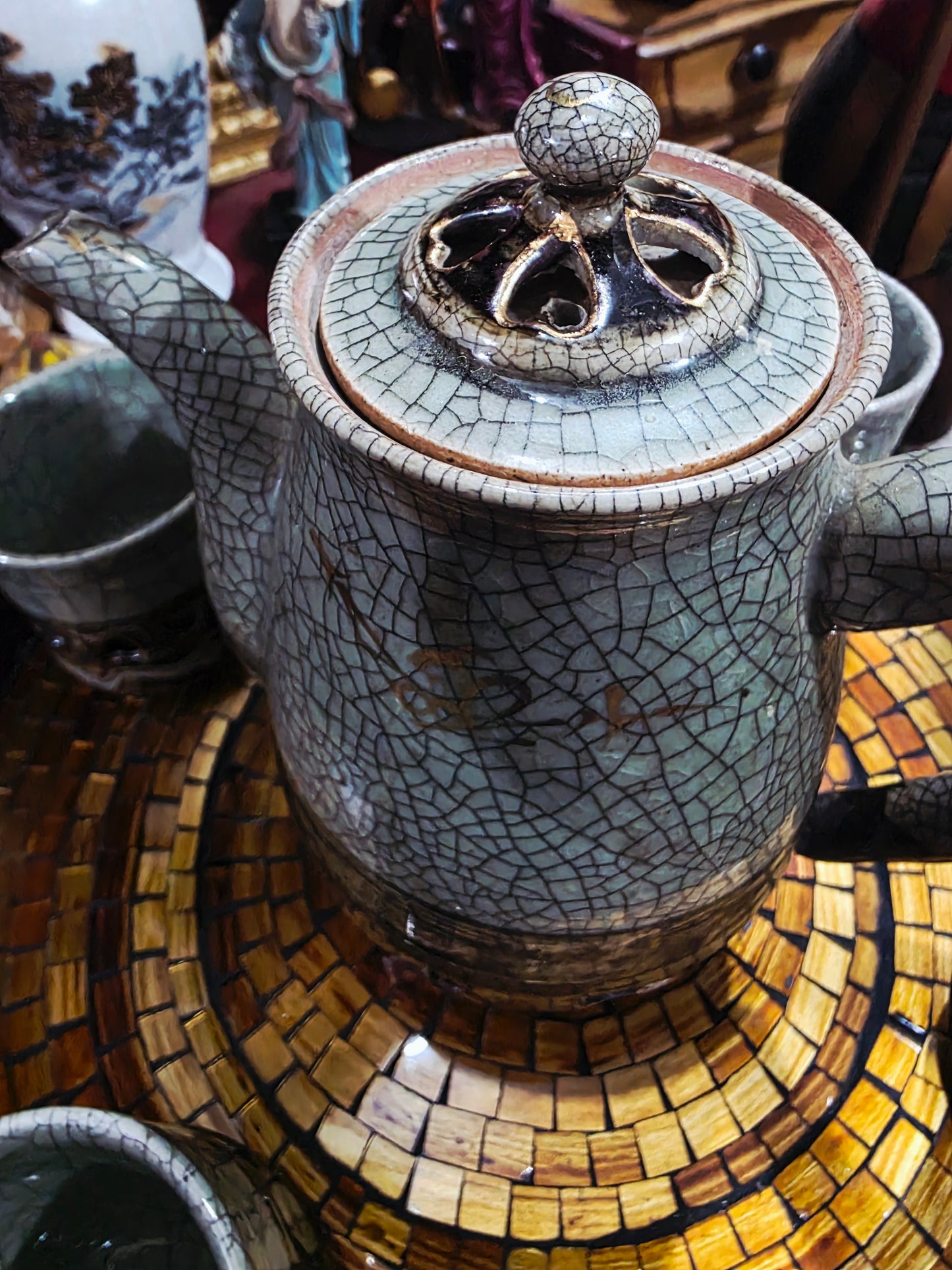 Vintage Somayaki Ware Coffee/Tea Pot with Lid 5-Piece Set🌿🍵