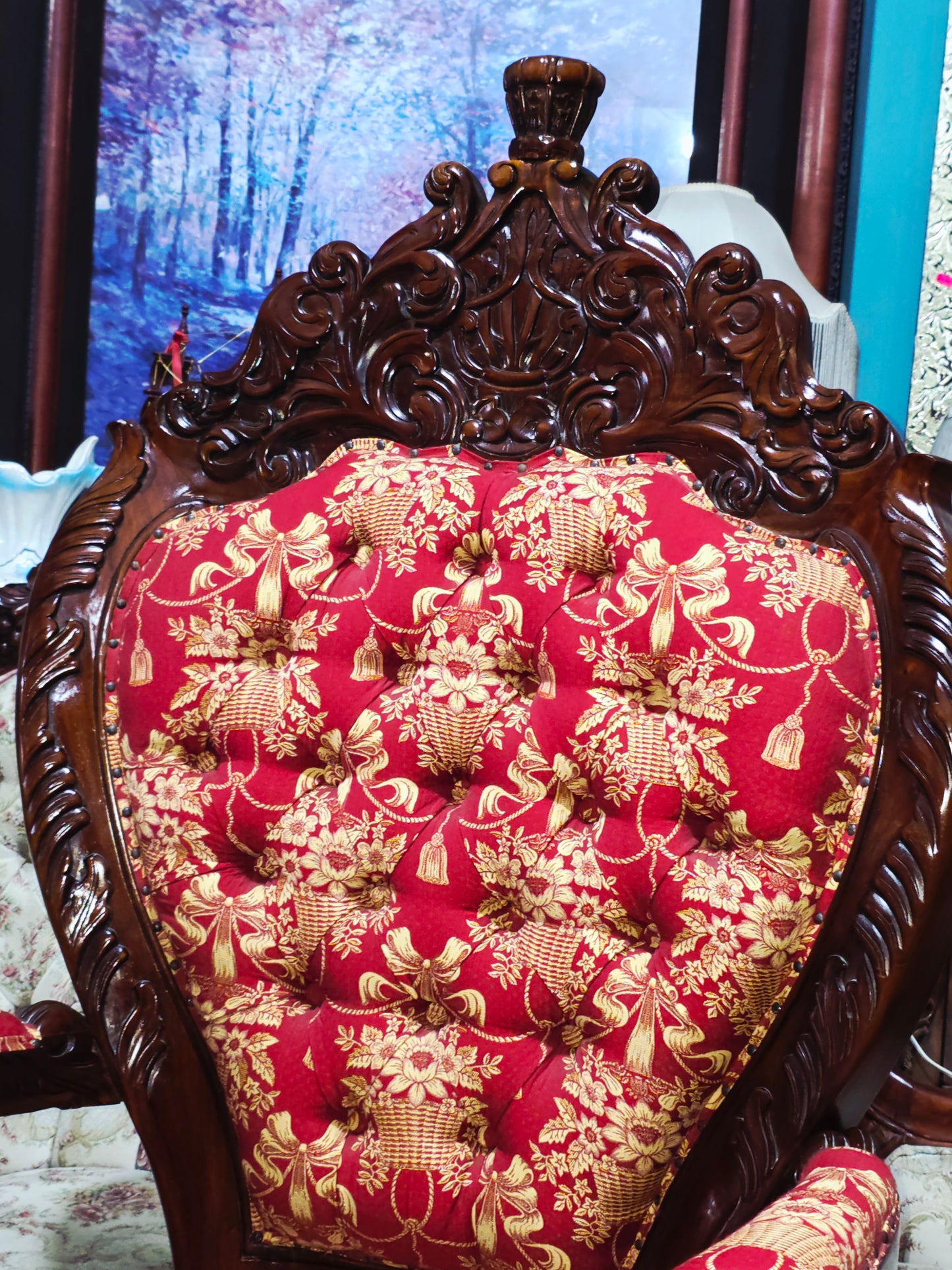 Carved Mahogany Throne Armchair – Power and Distinction 🪞🌿🪶