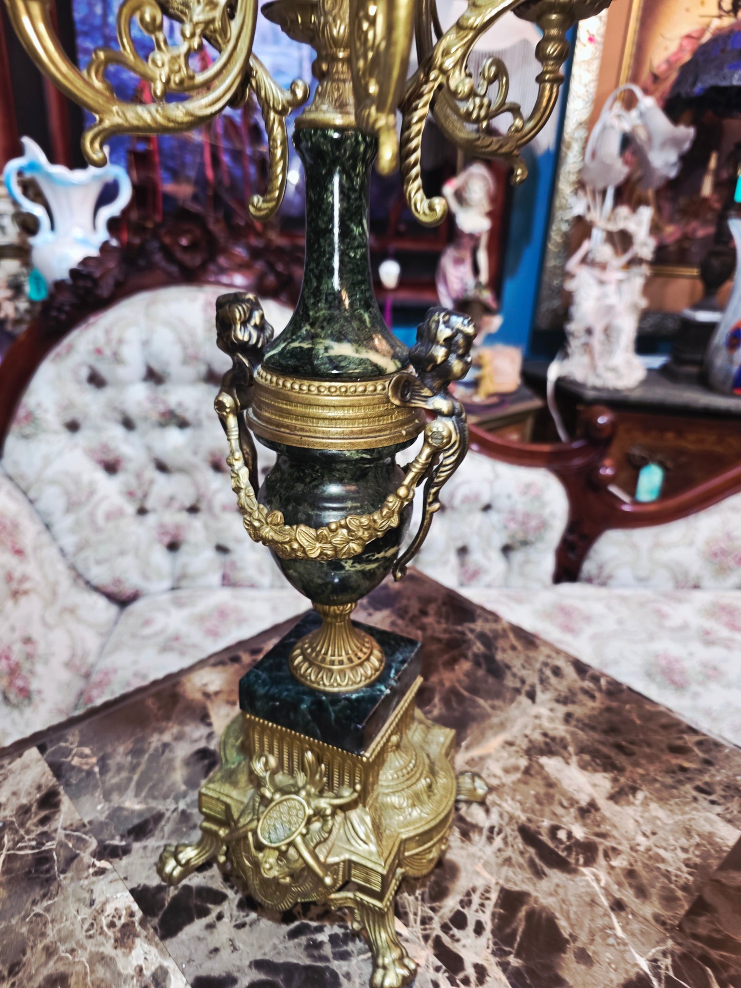 Pair of Italian Candelabras in Bronze and Marble – Classic Elegance 🪔🌿🏛️