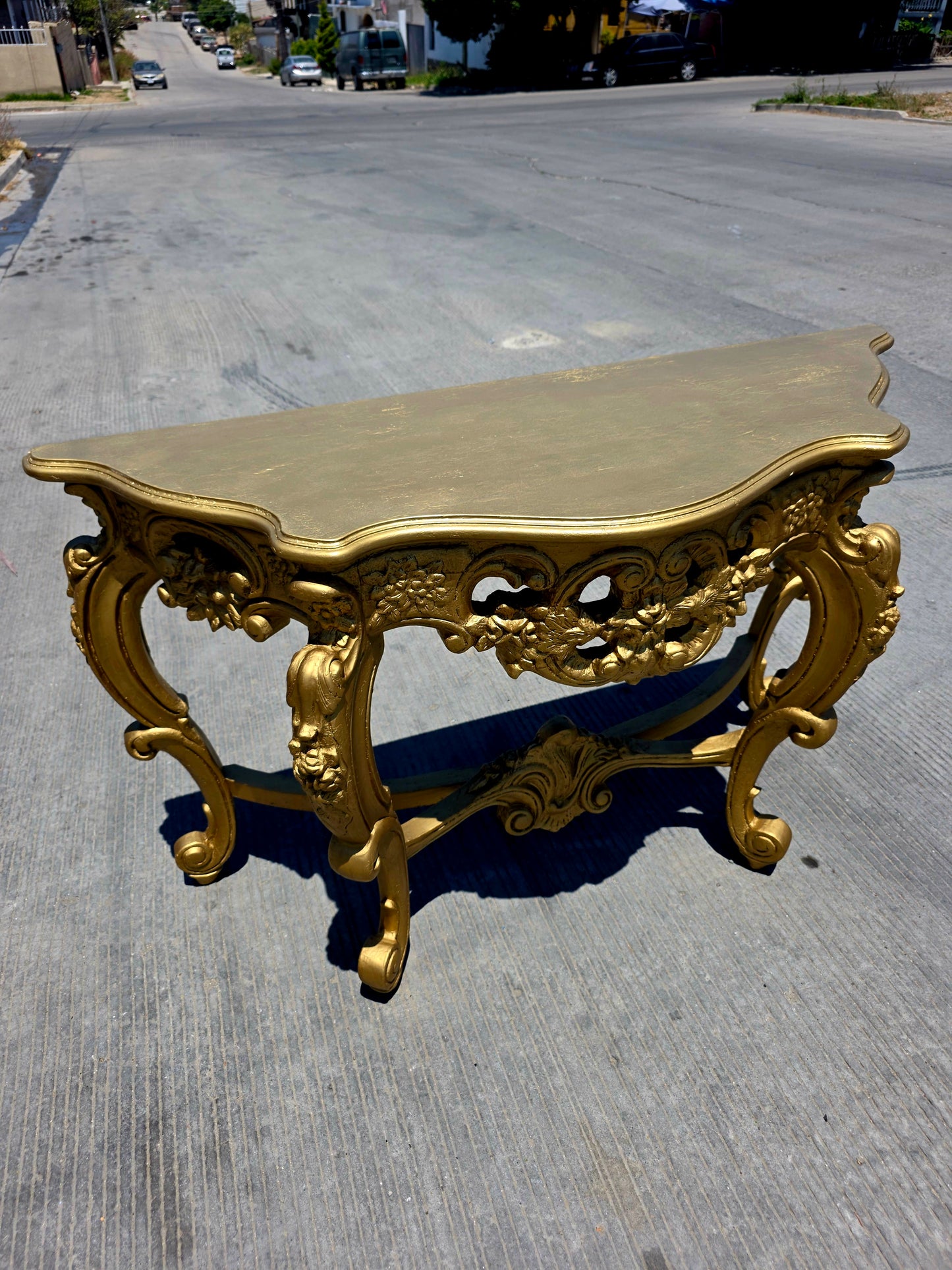 Credenza with Mirror – Aged Gold 🪞🏛️🌿