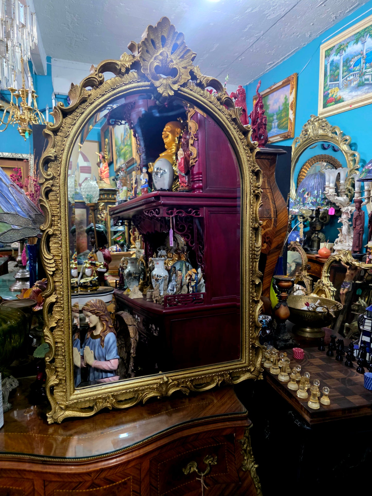 Credenza with Mirror – Aged Gold 🪞🏛️🌿