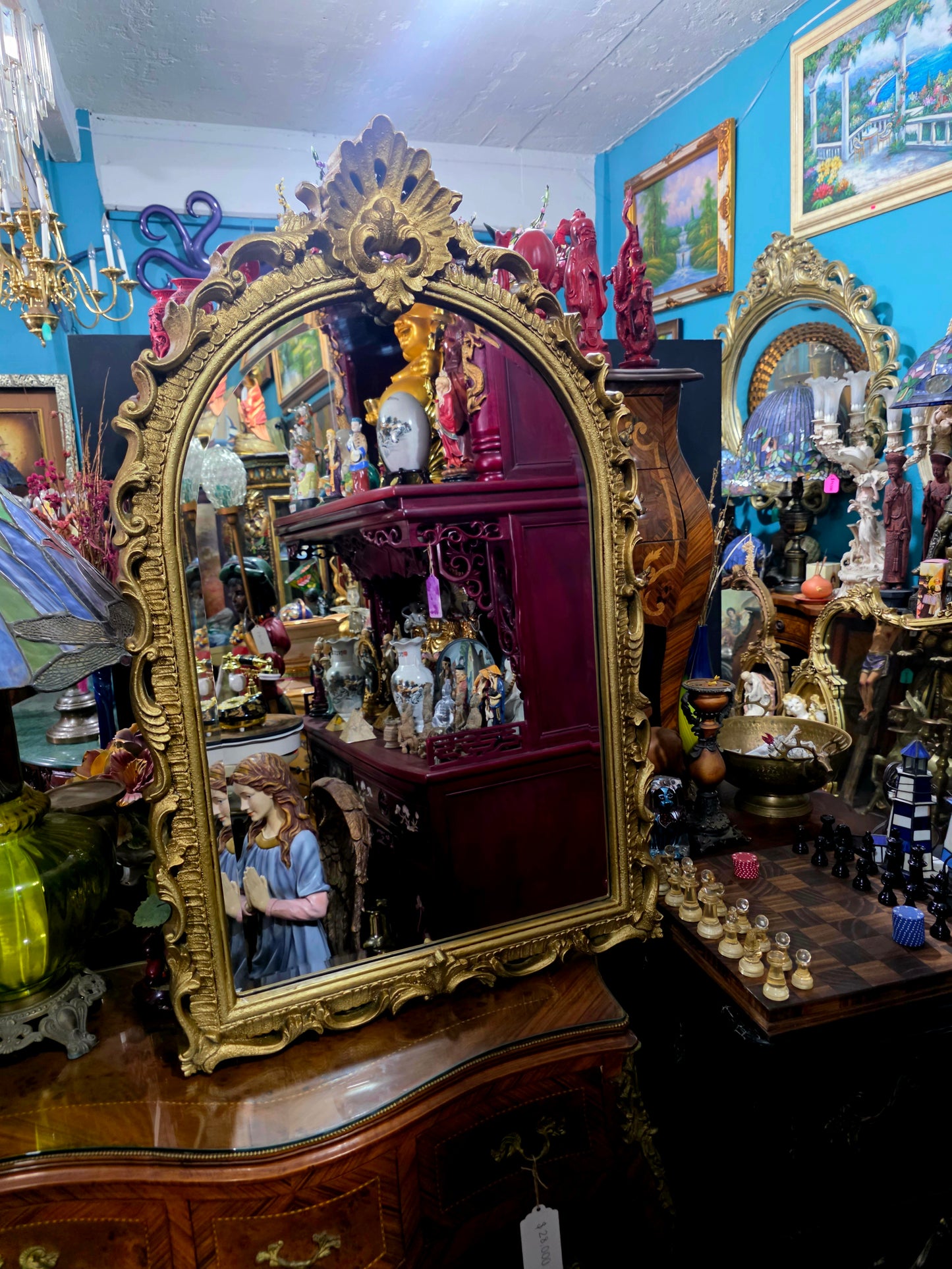 Credenza with Mirror – Aged Gold 🪞🏛️🌿